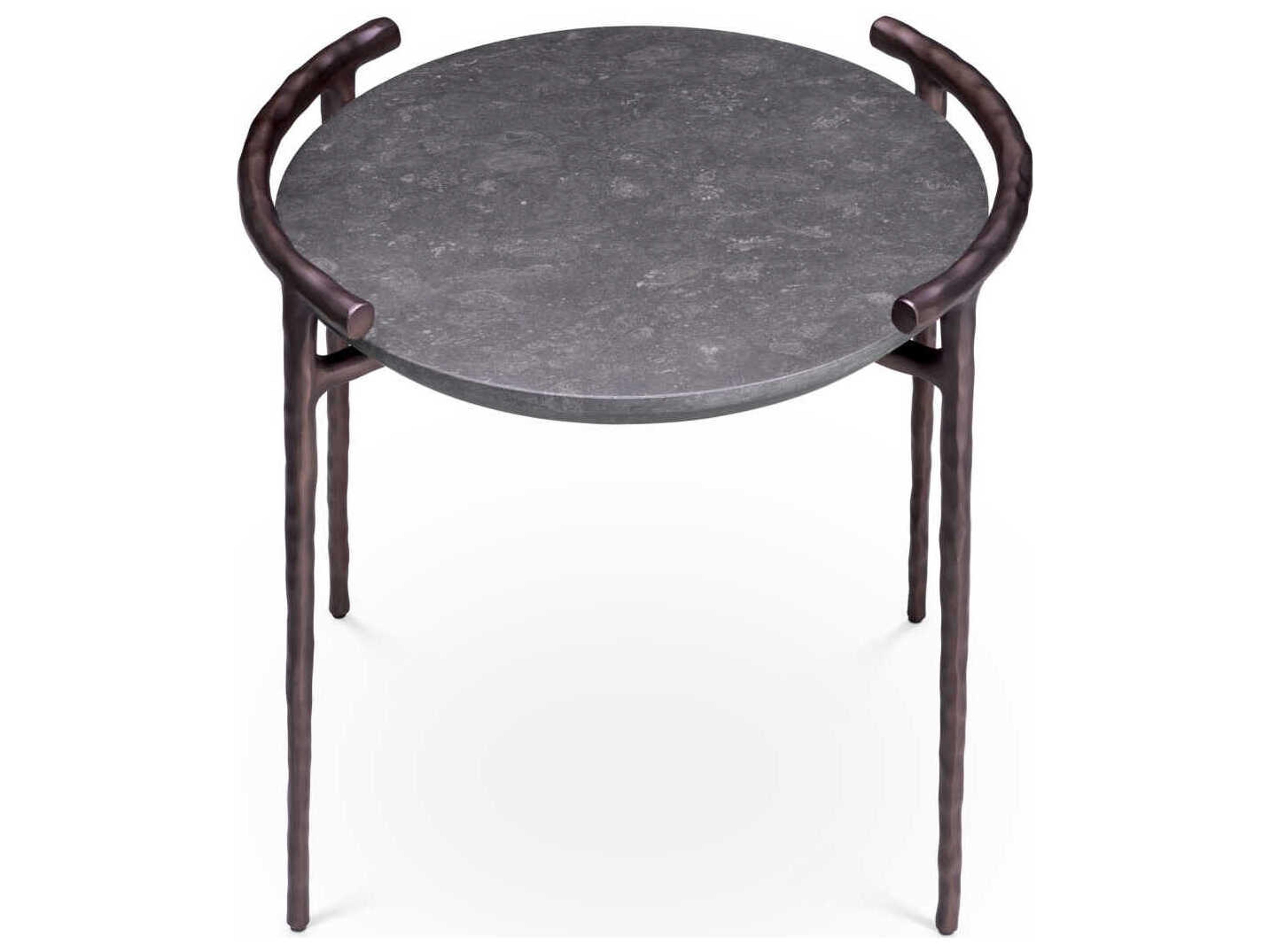 Eichholtz Arca Grey Marble Bronze Side Table