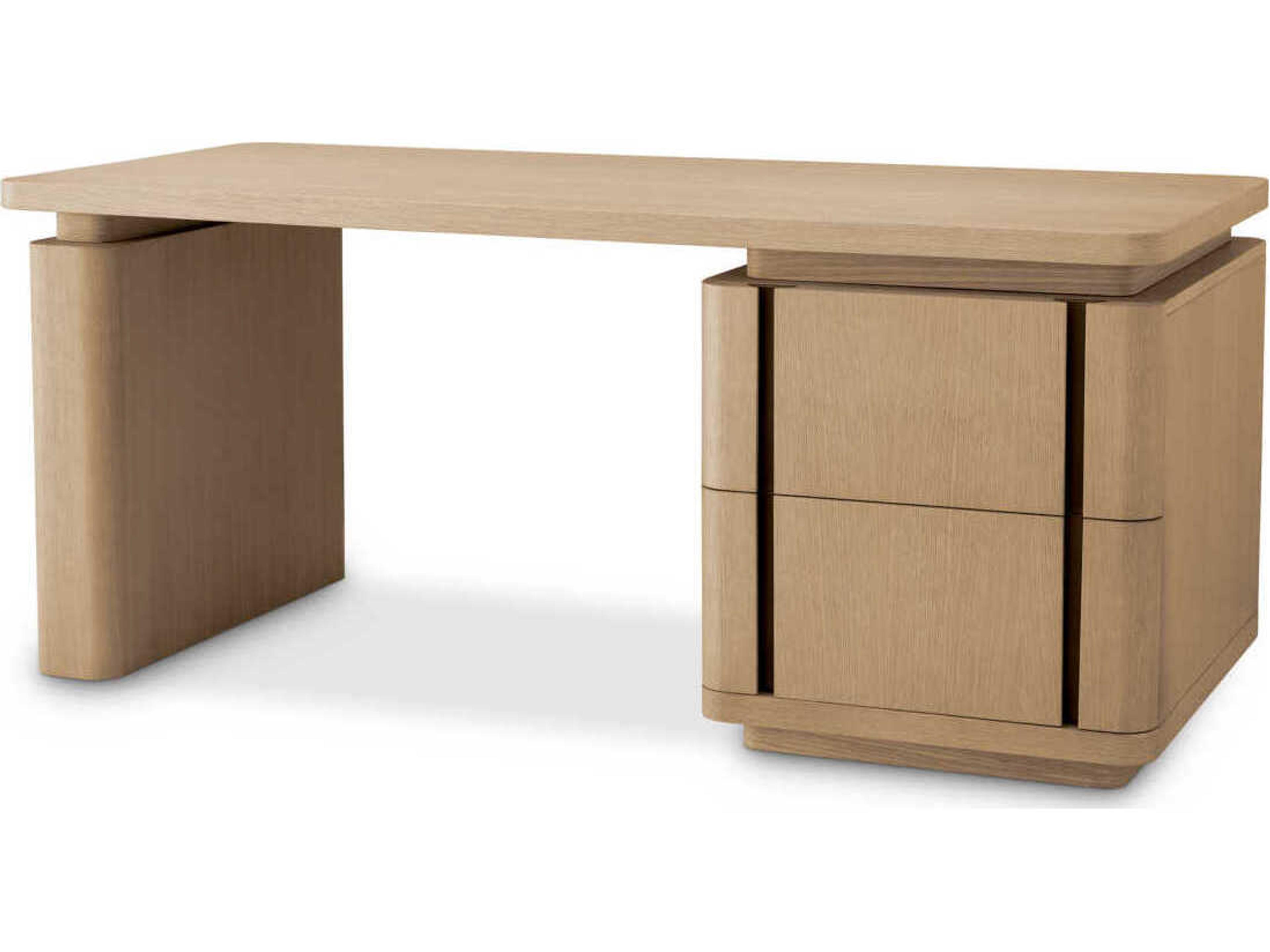 Modesto Natural Oak Veneer Bronze Desk