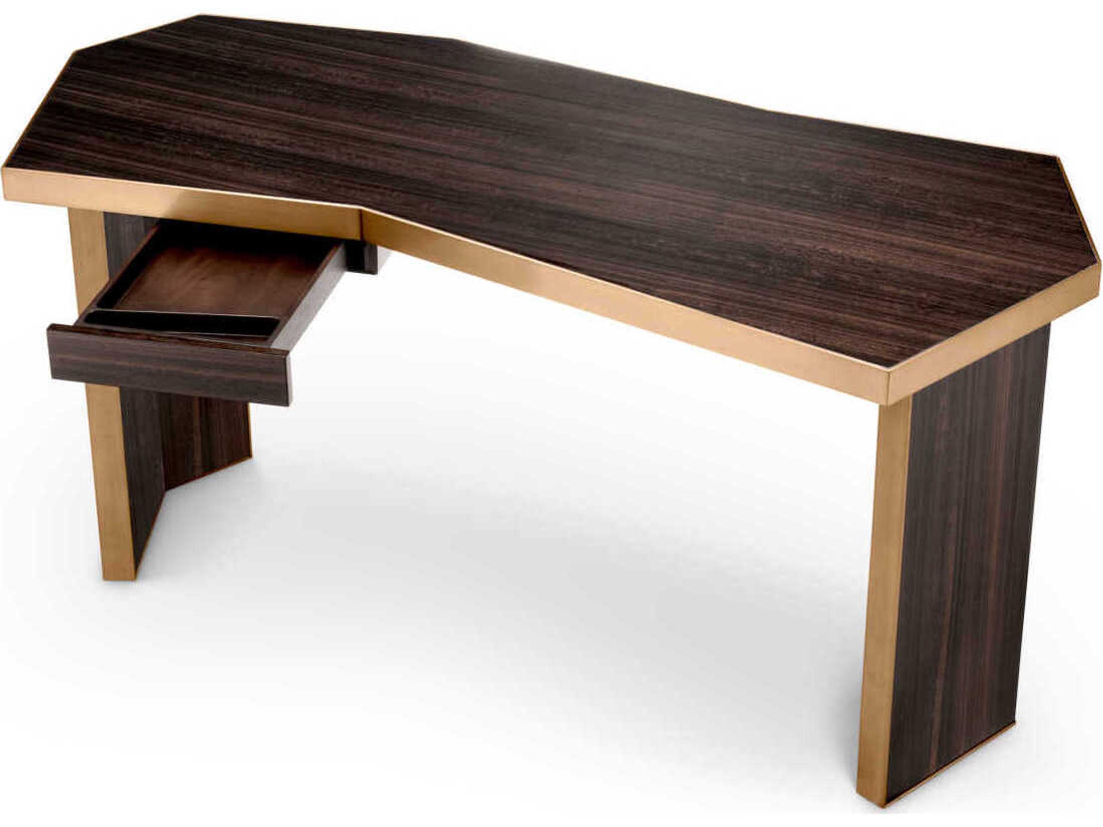 Eichholtz Xenon Eucalyptus Veneer Brushed Brass Desk