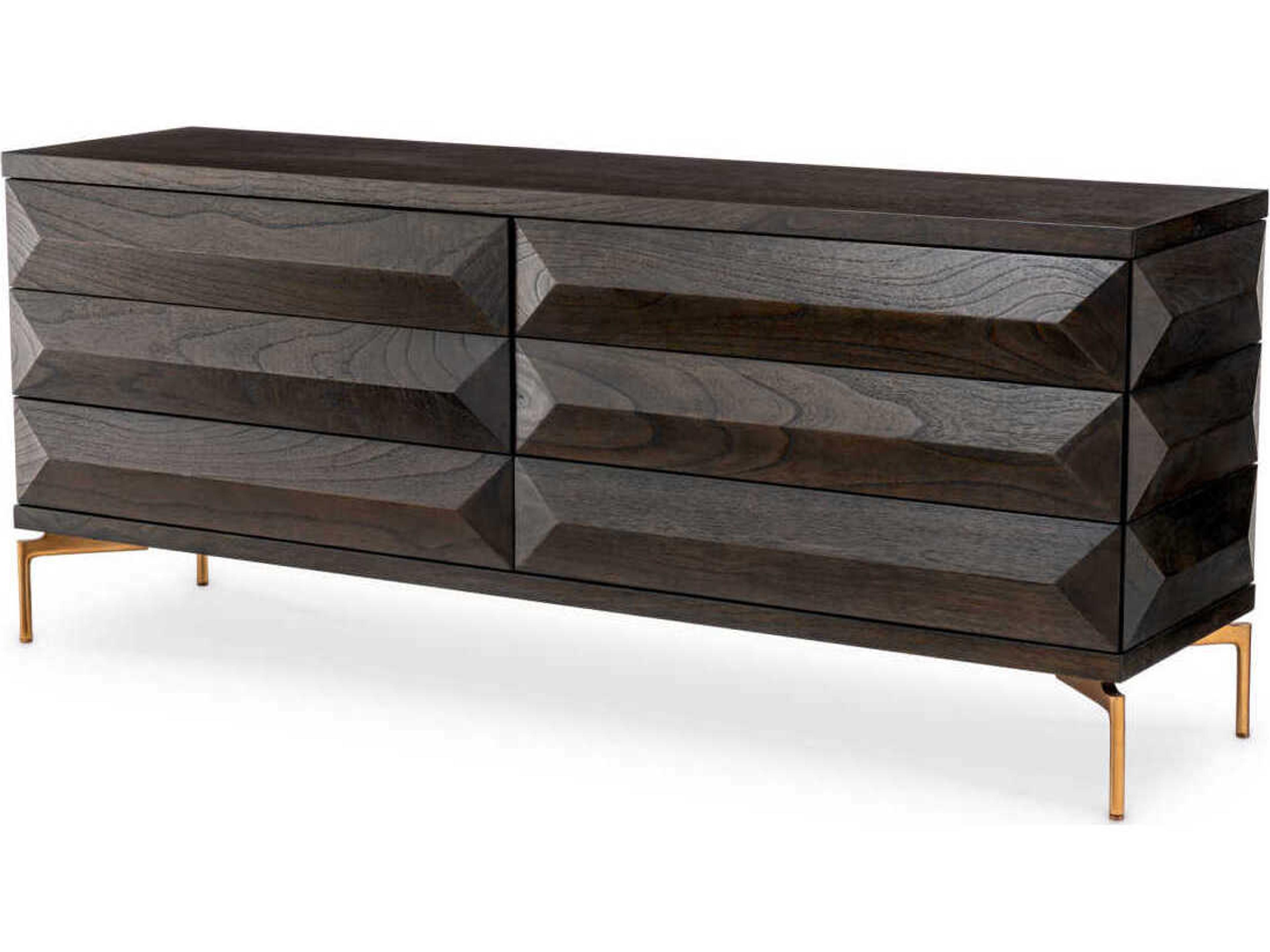 Dresser Denver Mocha Oak Veneer Brushed Brass Drawer