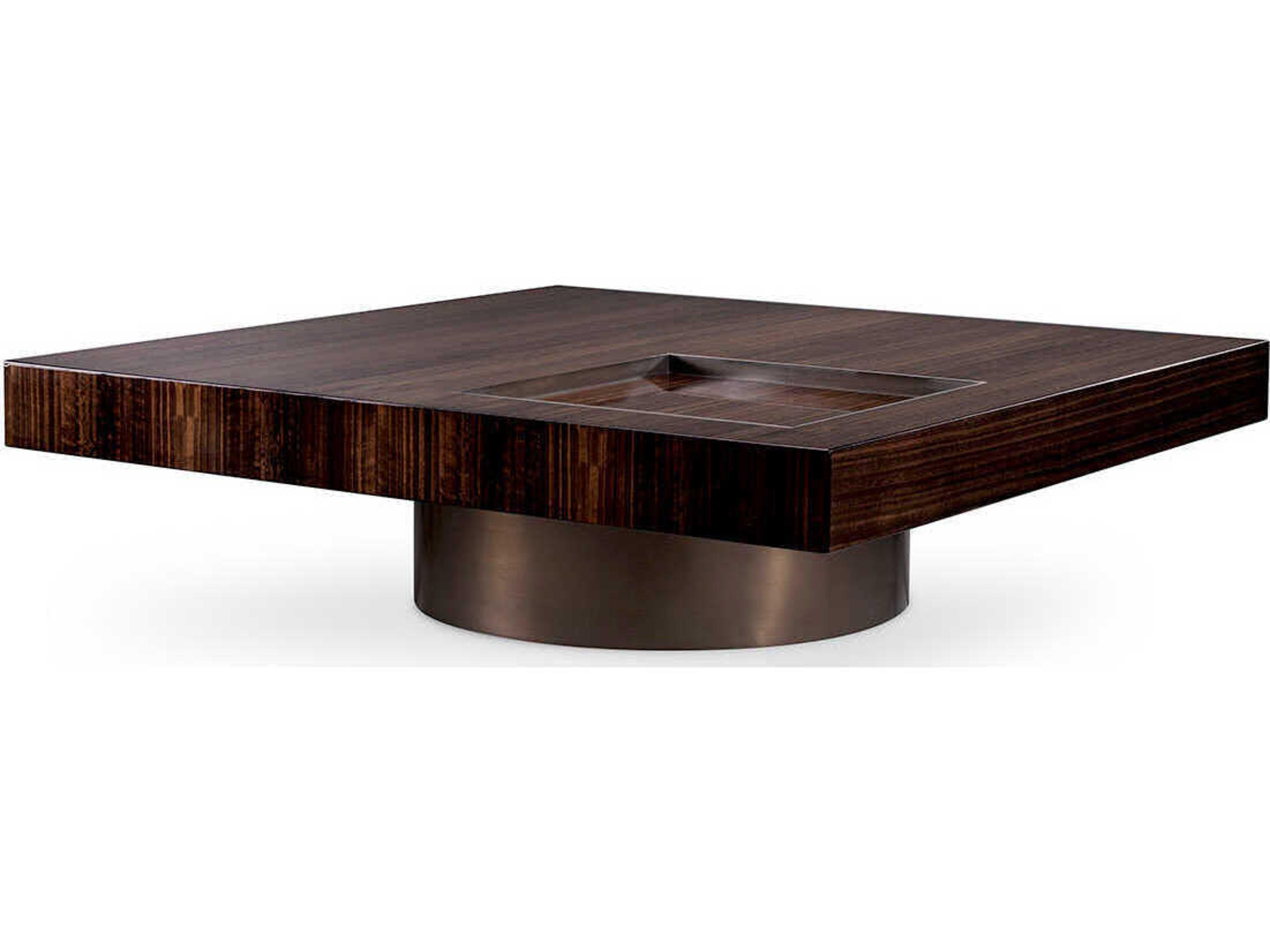 Otus Square Eucalyptus Veneer Bronze Coffee Table