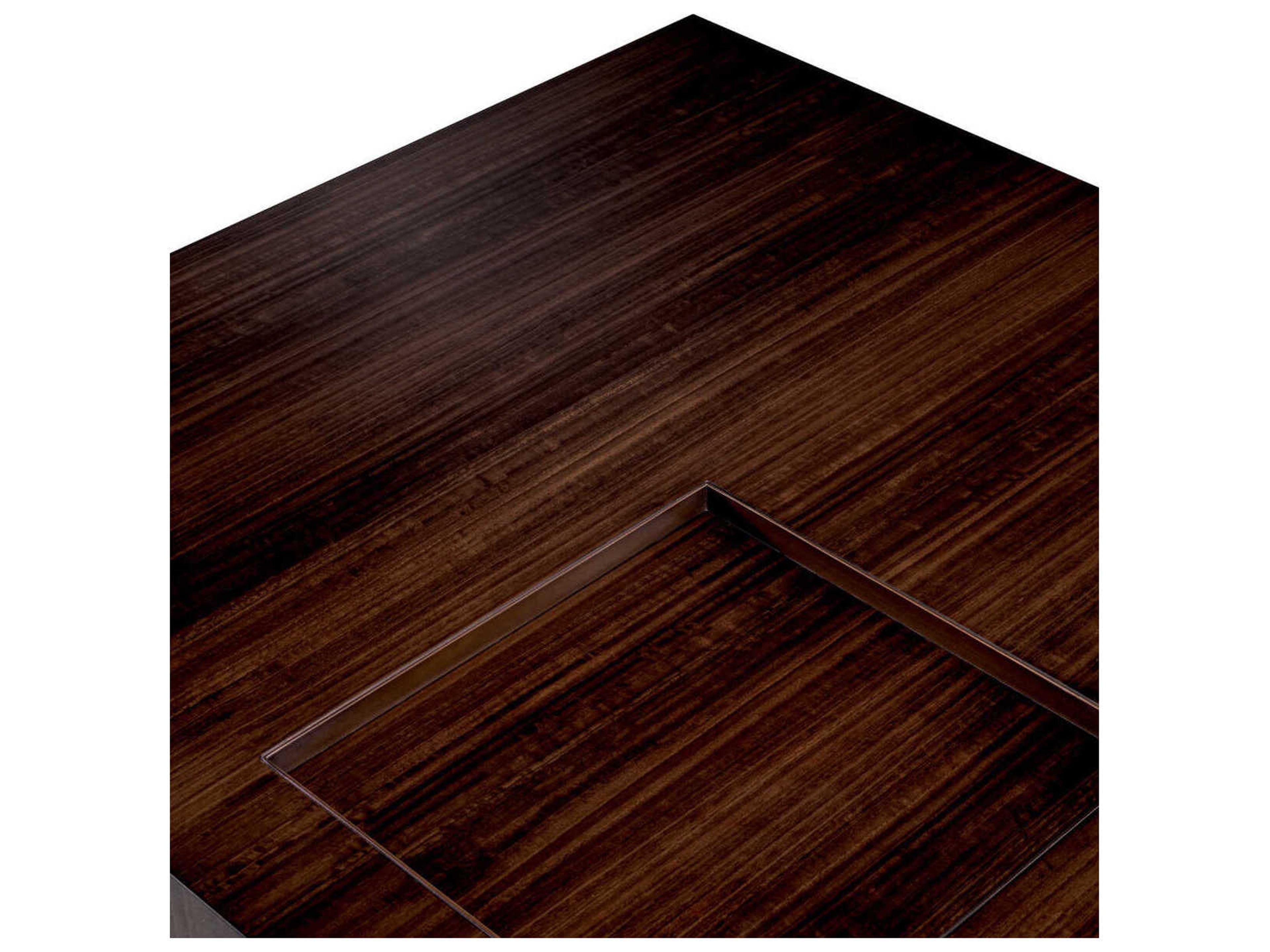 Eichholtz Otus Square Eucalyptus Veneer Bronze Coffee Table