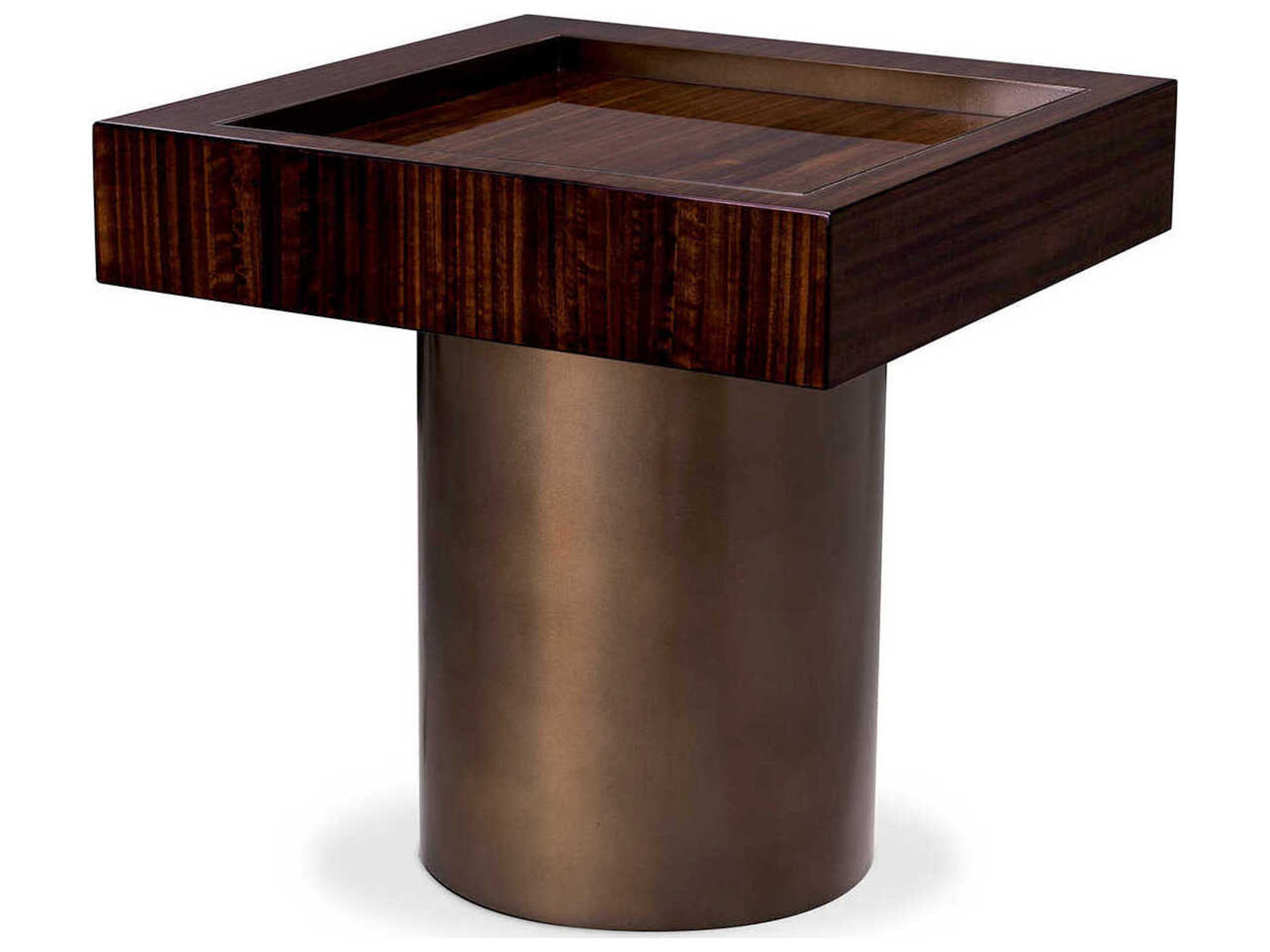 Otus Square Eucalyptus Veneer Bronze Side Table