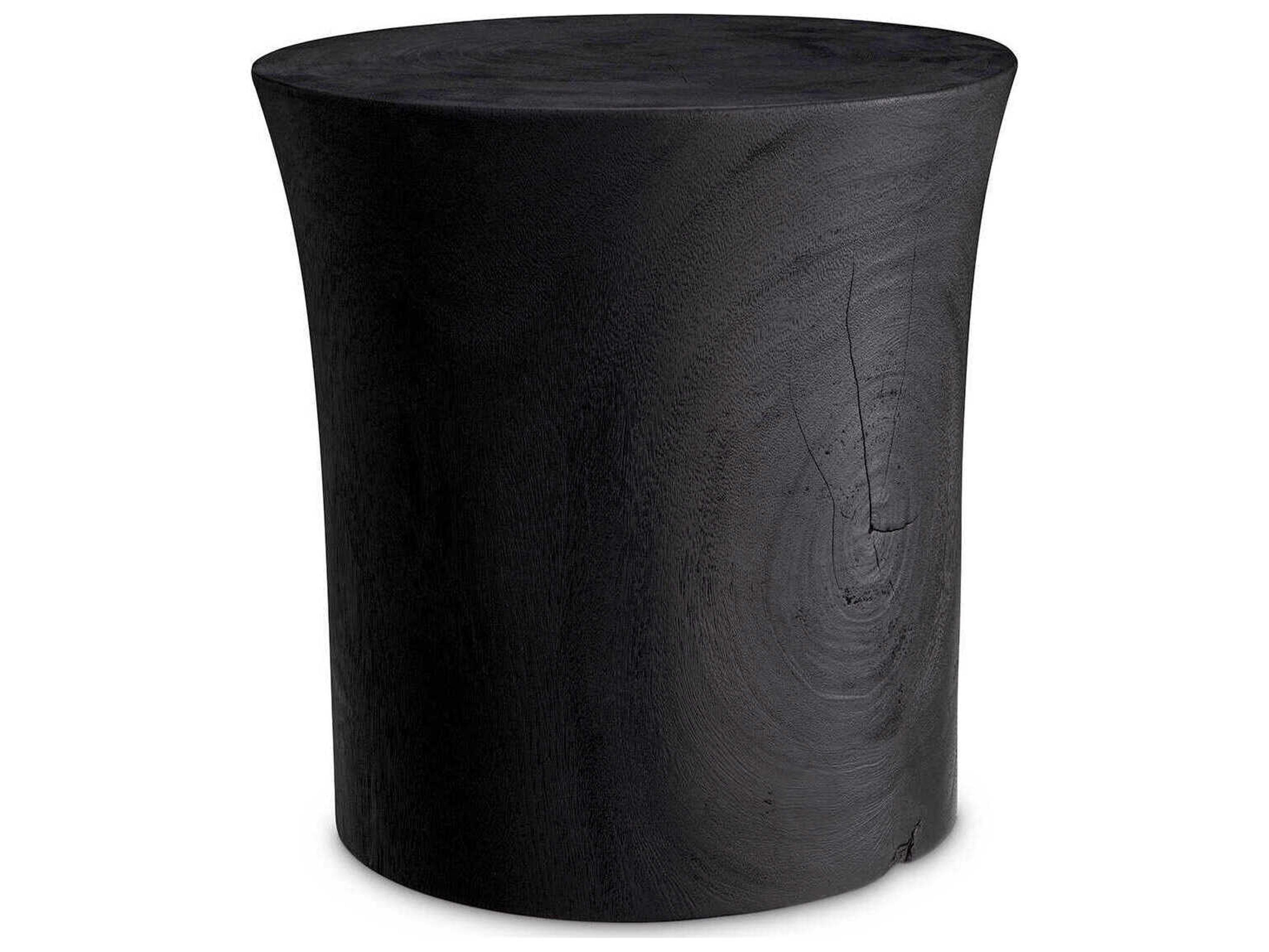 Osias Side Table Burnt Suar Wood Sculpted