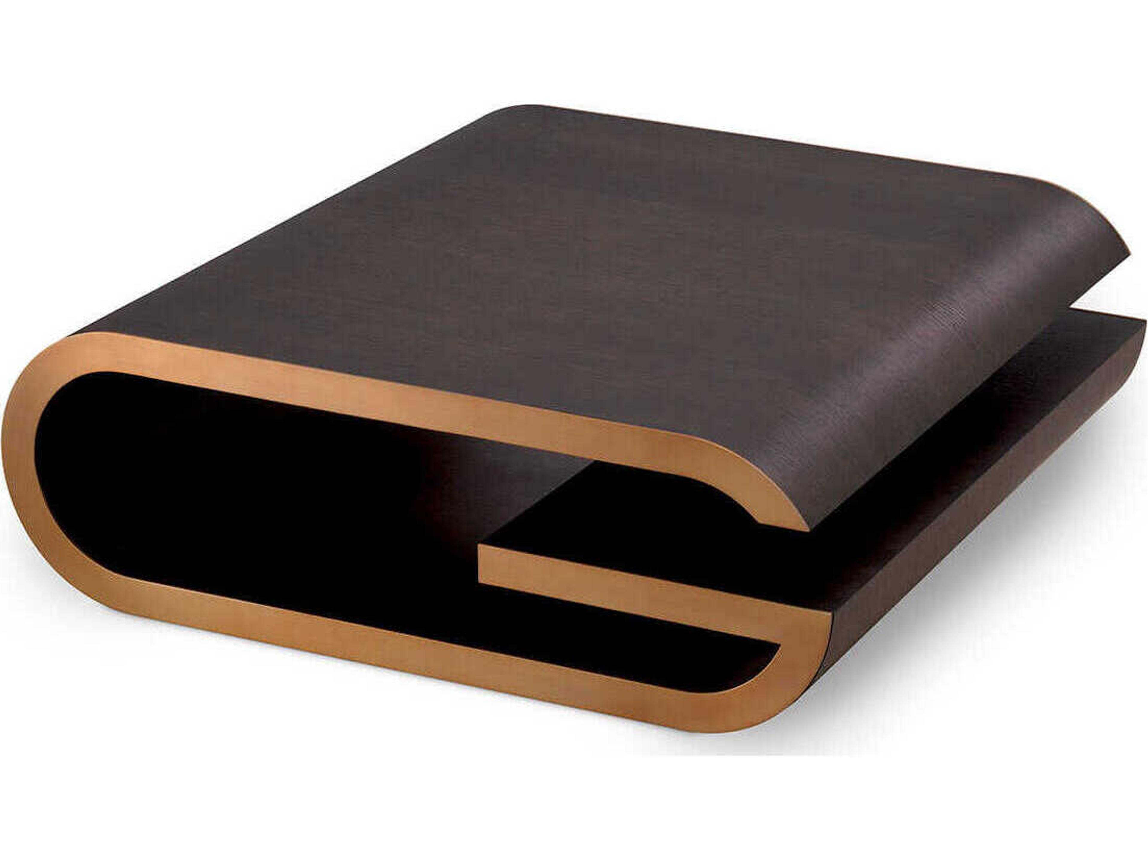 Galan Mocha Oak Veneer Brushed Brass Coffee Table