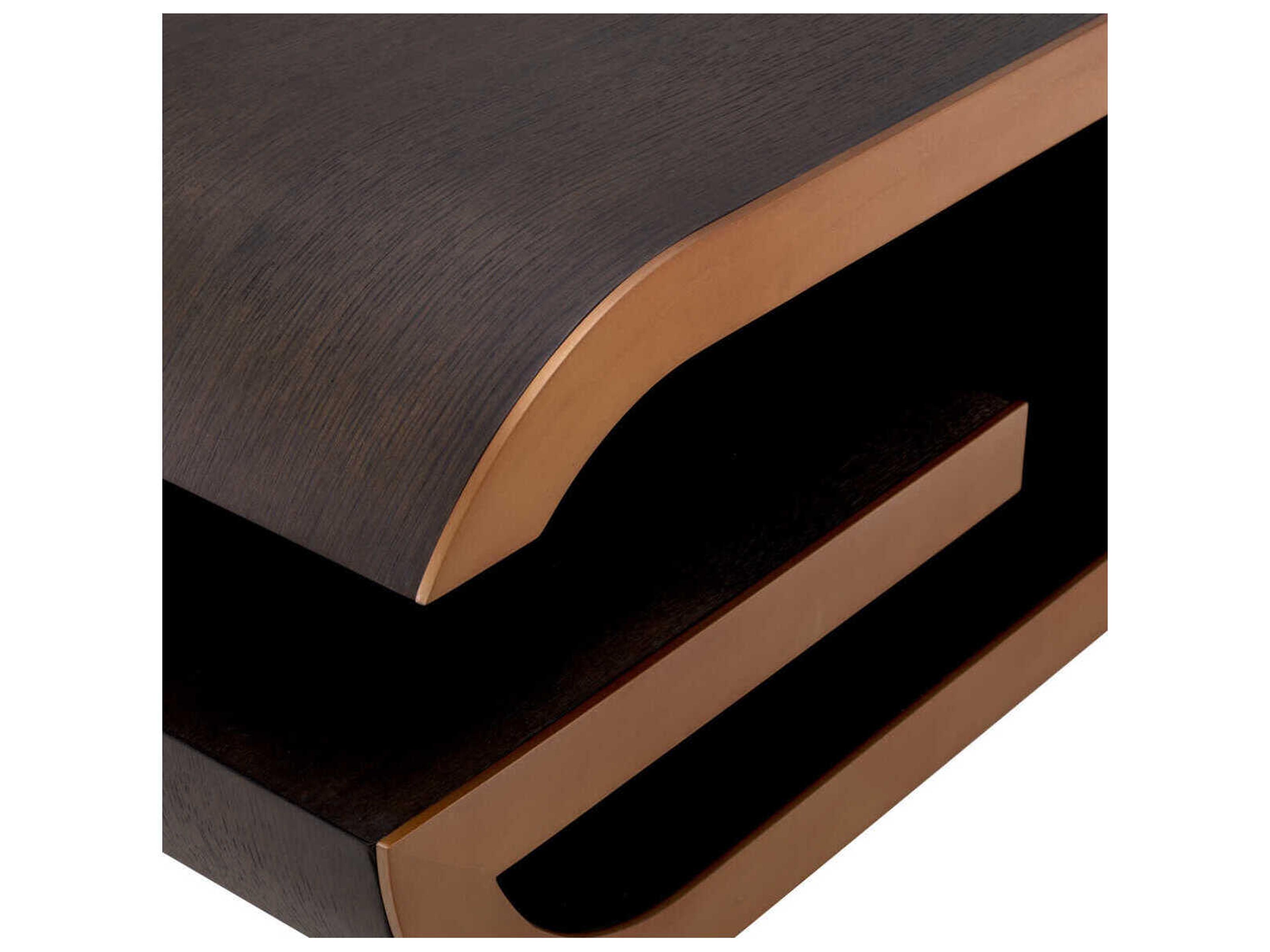 Eichholtz Galan Mocha Oak Veneer Brushed Brass Coffee Table