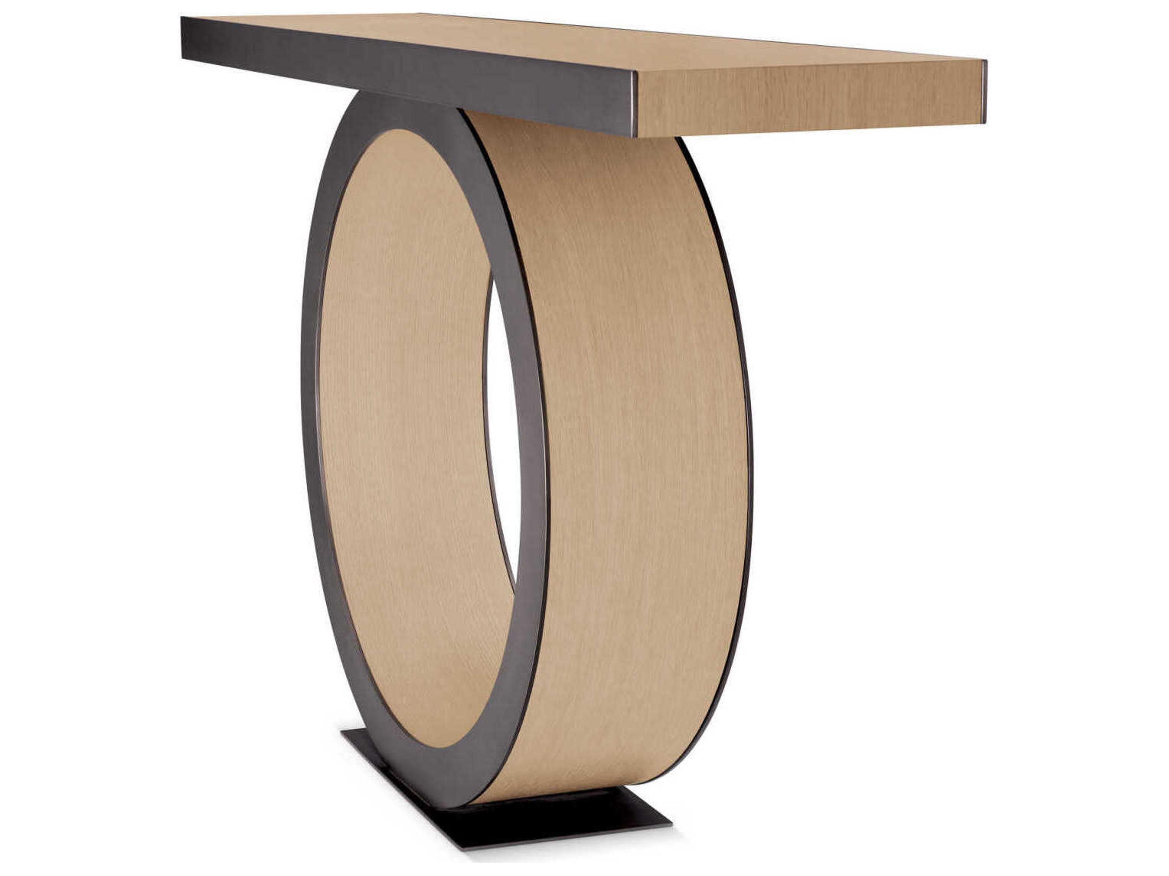 Eichholtz Odis Natural Oak Veneer Bronze Console Table