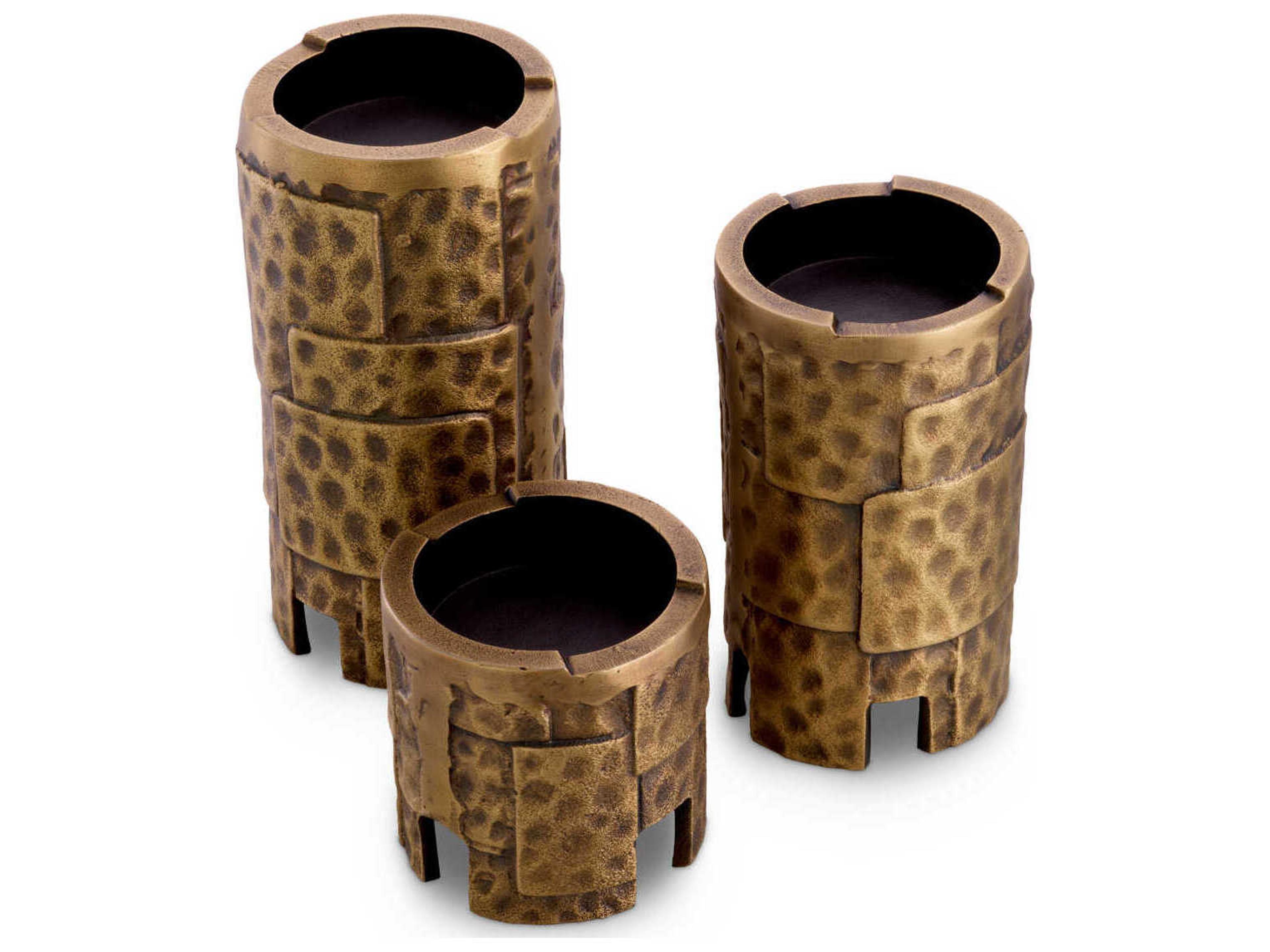 Eichholtz Laurentios Vintage Brass Set of 3 Candle Holder