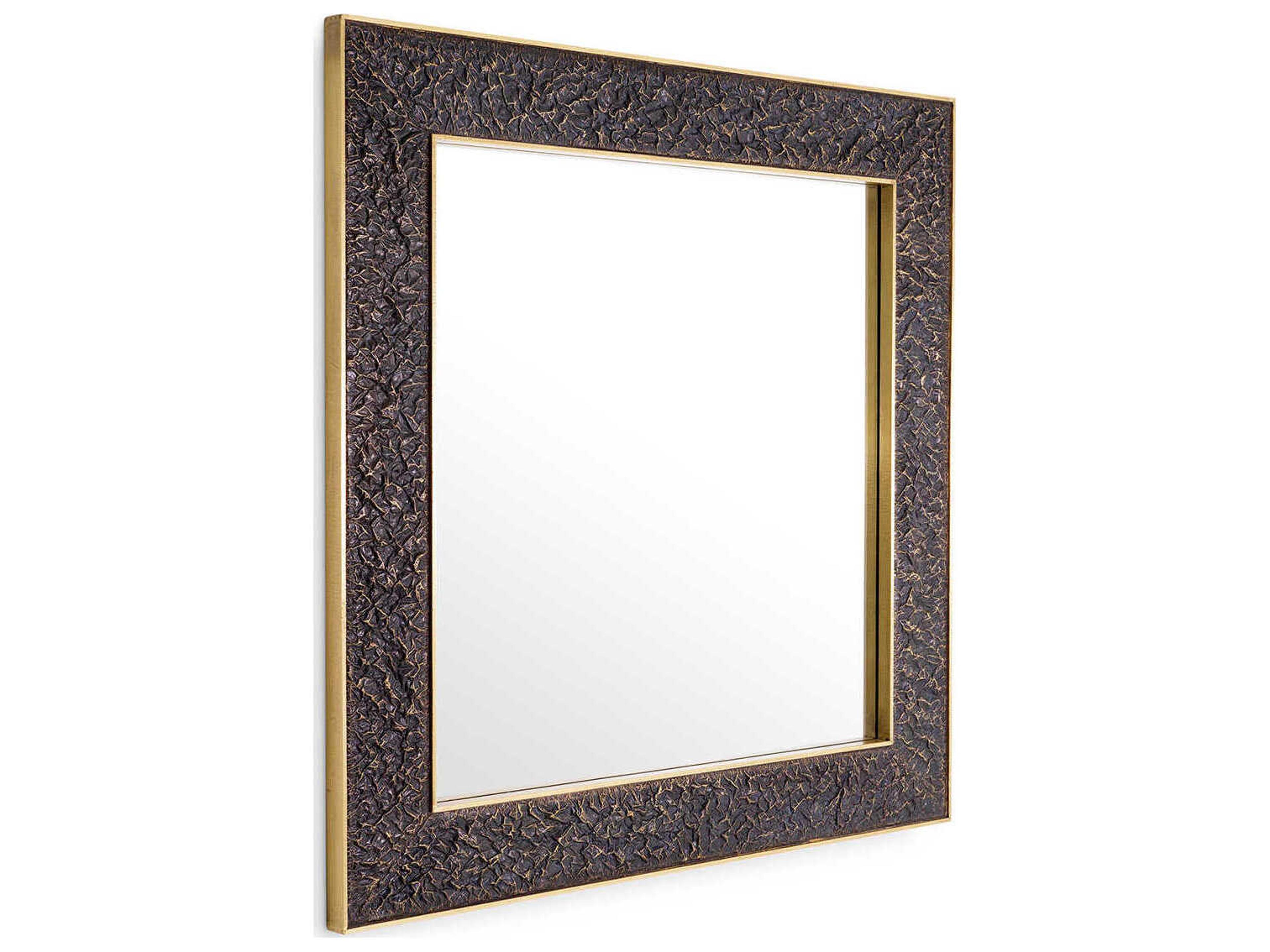 Risto Square Wall Mirror Bronze and Antique Brass
