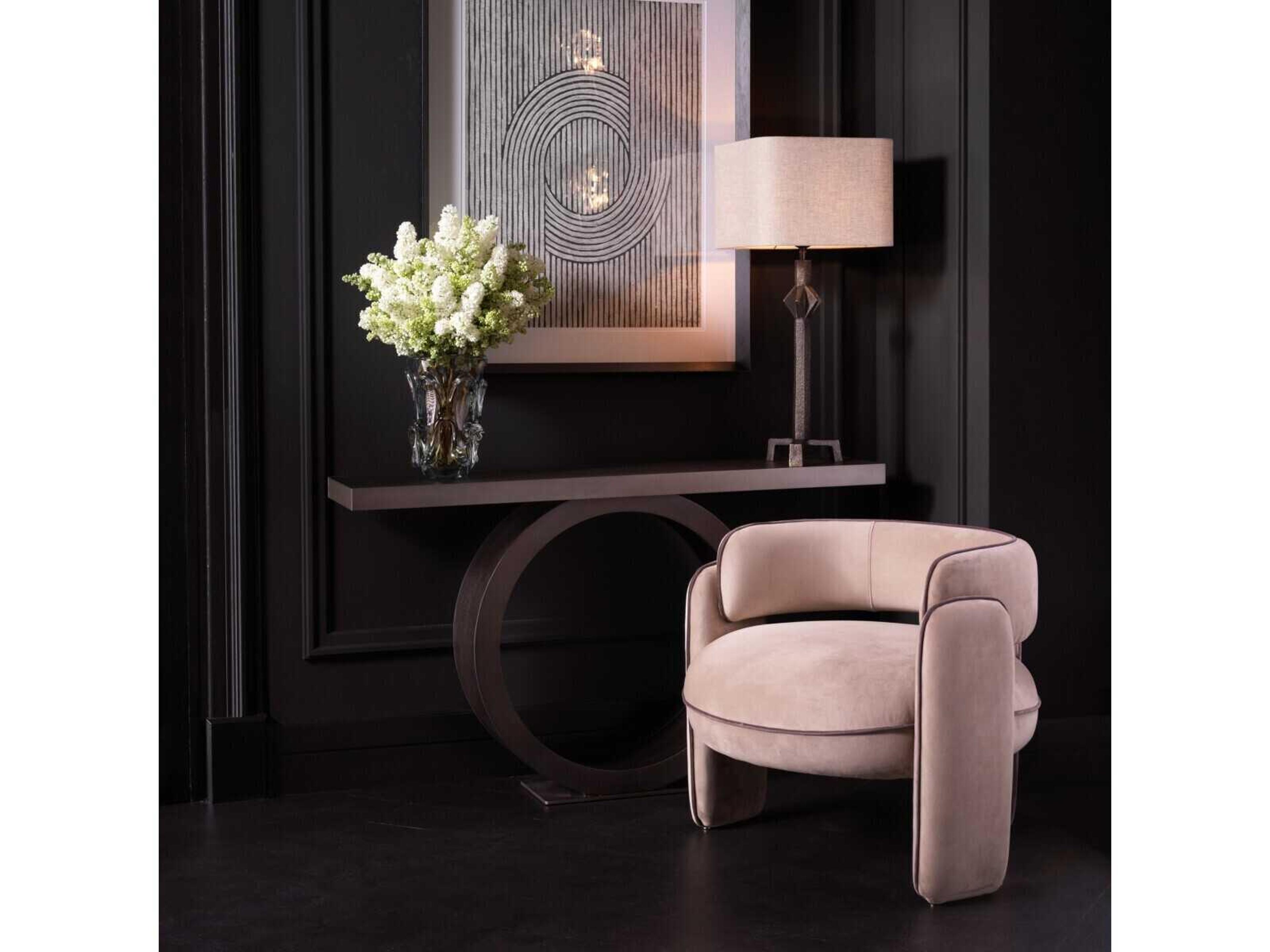 Eichholtz Odis Mocha Oak Veneer Bronze Console Table