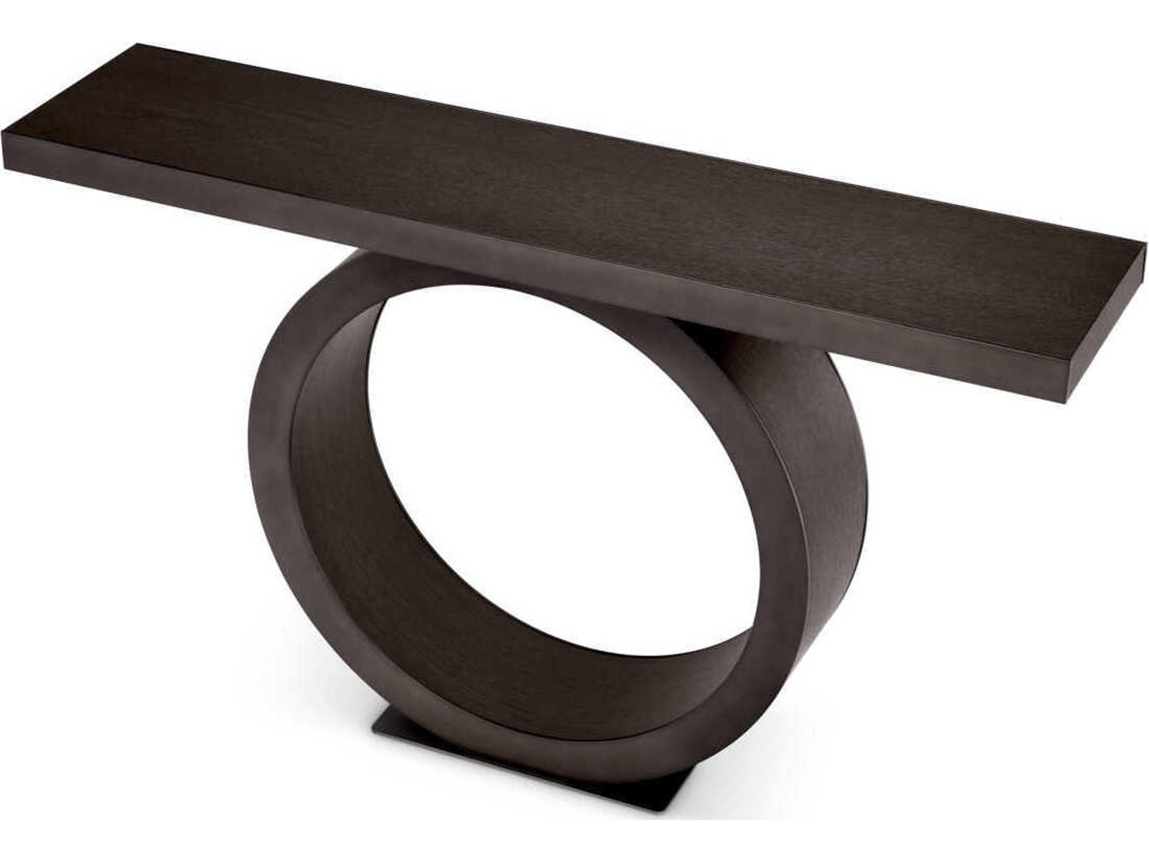 Eichholtz Odis Mocha Oak Veneer Bronze Console Table
