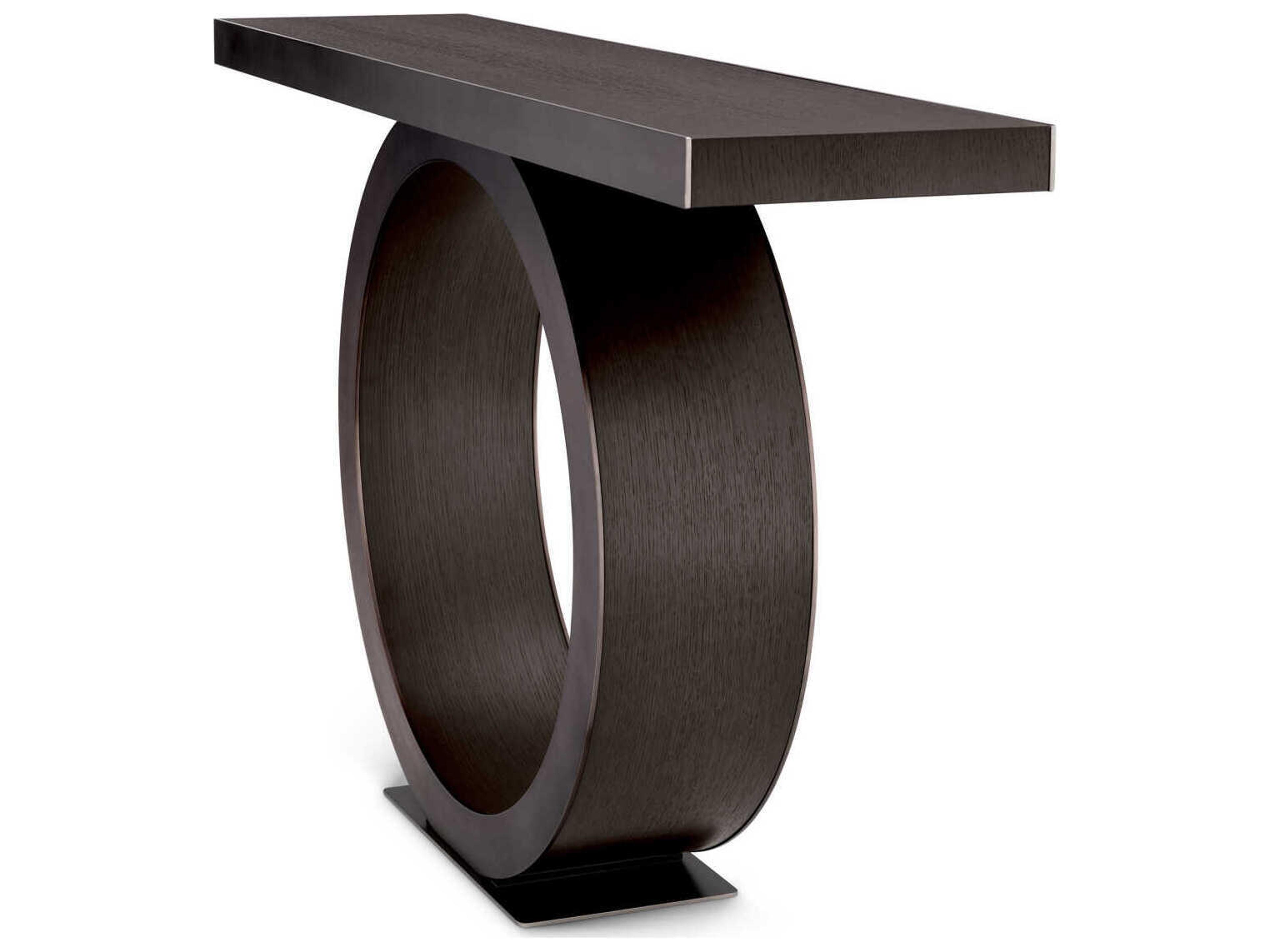 Eichholtz Odis Mocha Oak Veneer Bronze Console Table