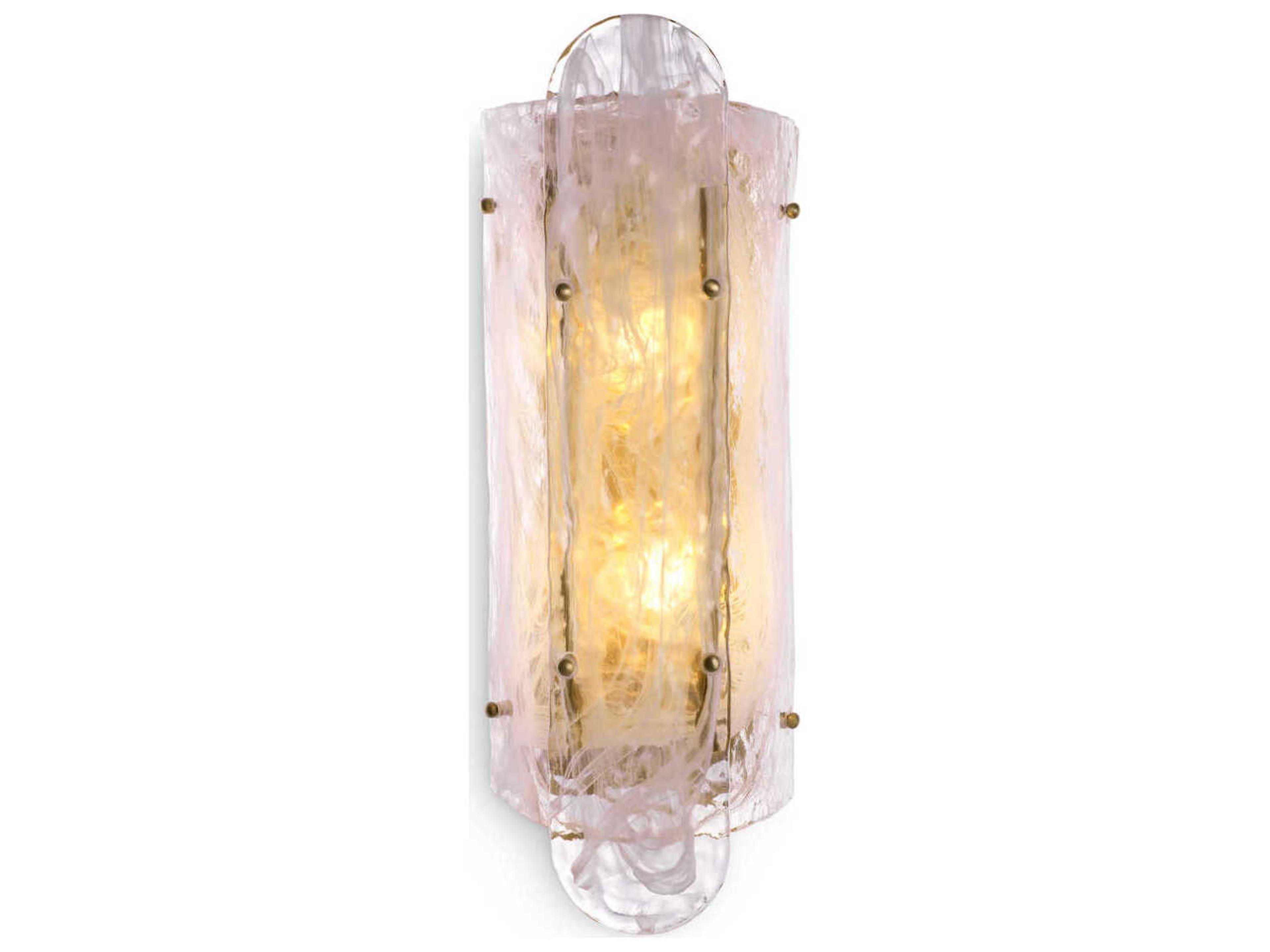 Ginnis Wall Lamp in Antique Brass and Handmade Glass