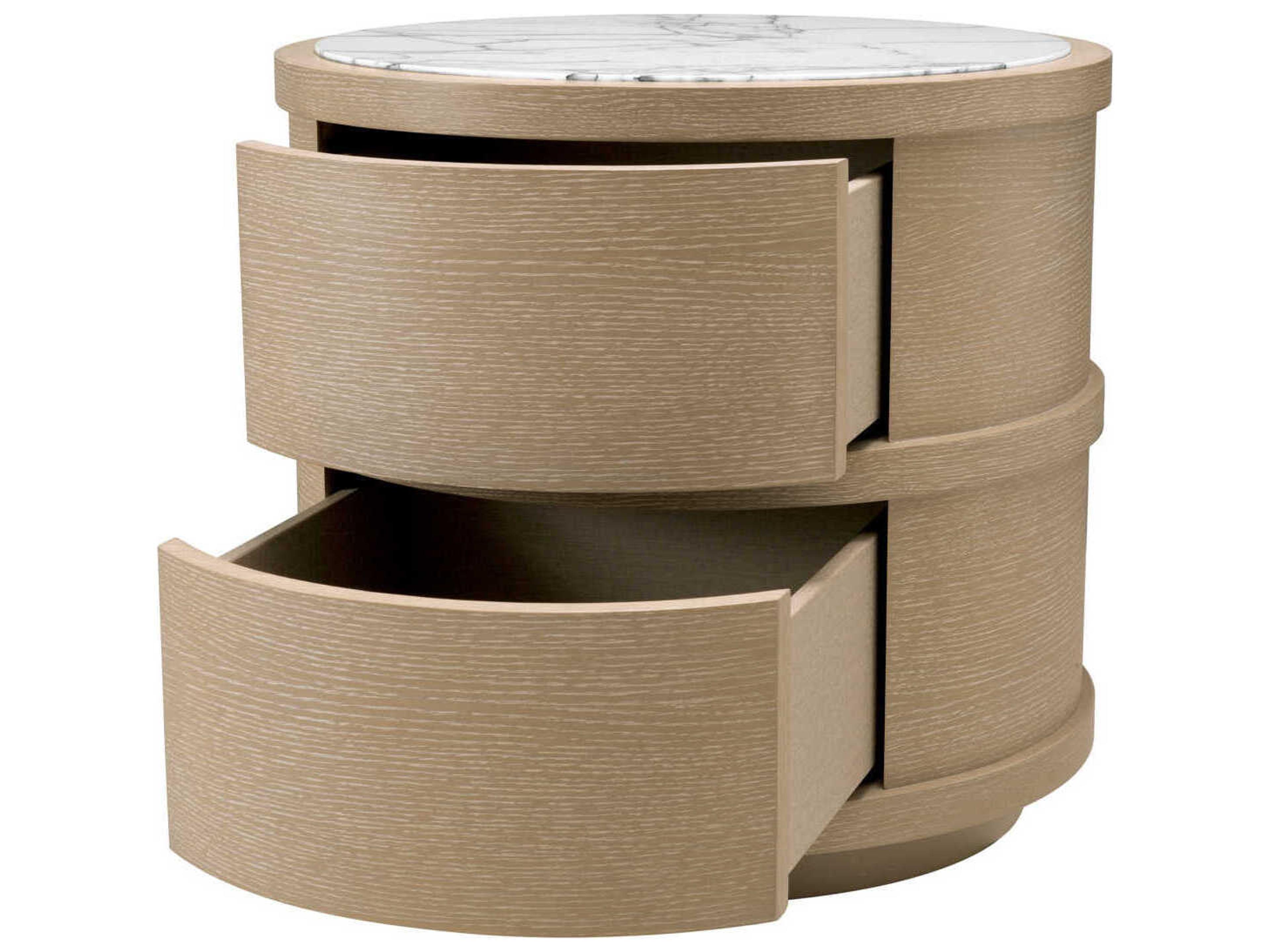 Eichholtz Cabana Round Washed Oak Veneer Nightstand