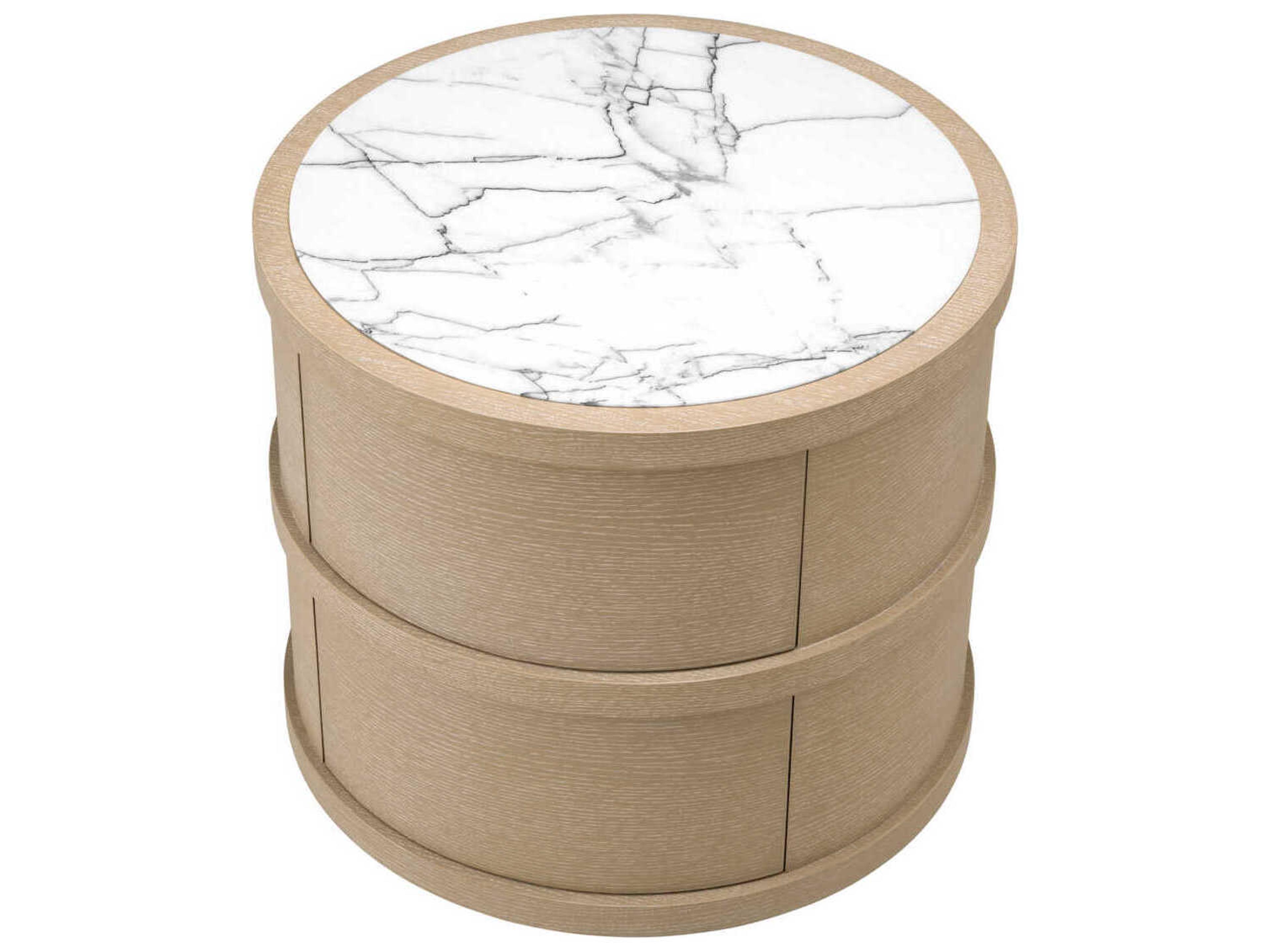 Eichholtz Cabana Round Washed Oak Veneer Nightstand
