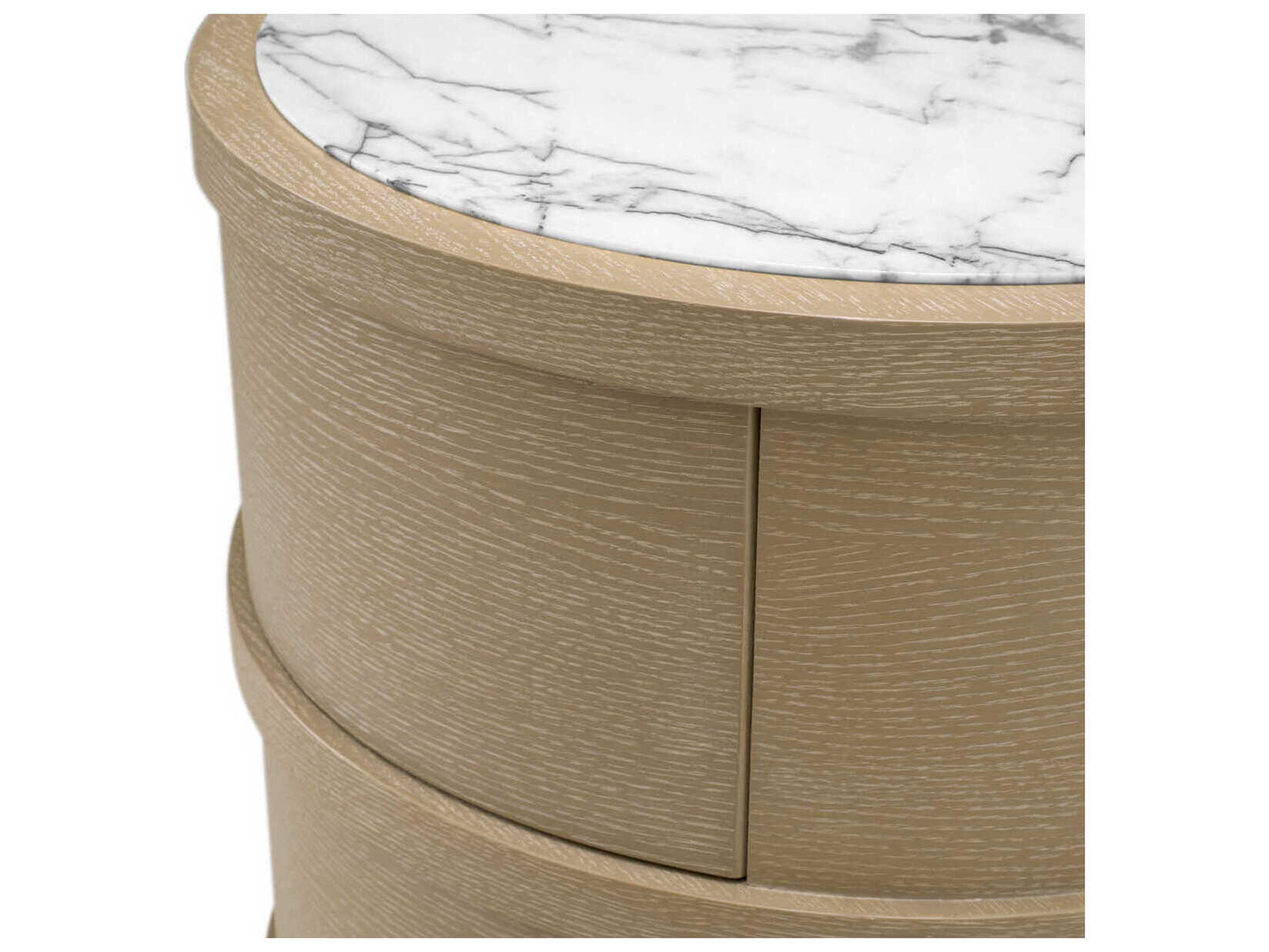 Eichholtz Cabana Round Washed Oak Veneer Nightstand