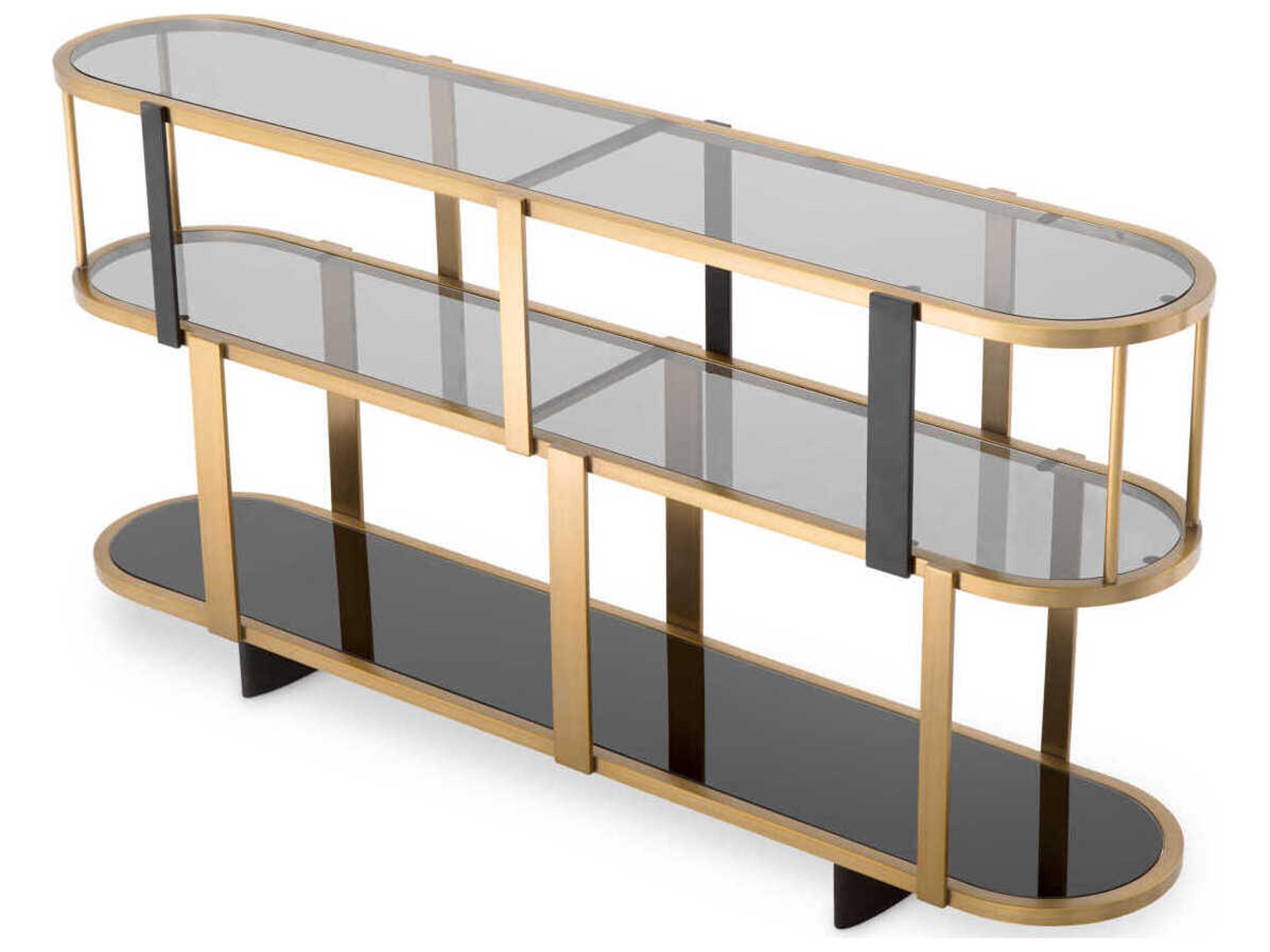 Eichholtz Clio Round Low Brushed Brass Cabinet