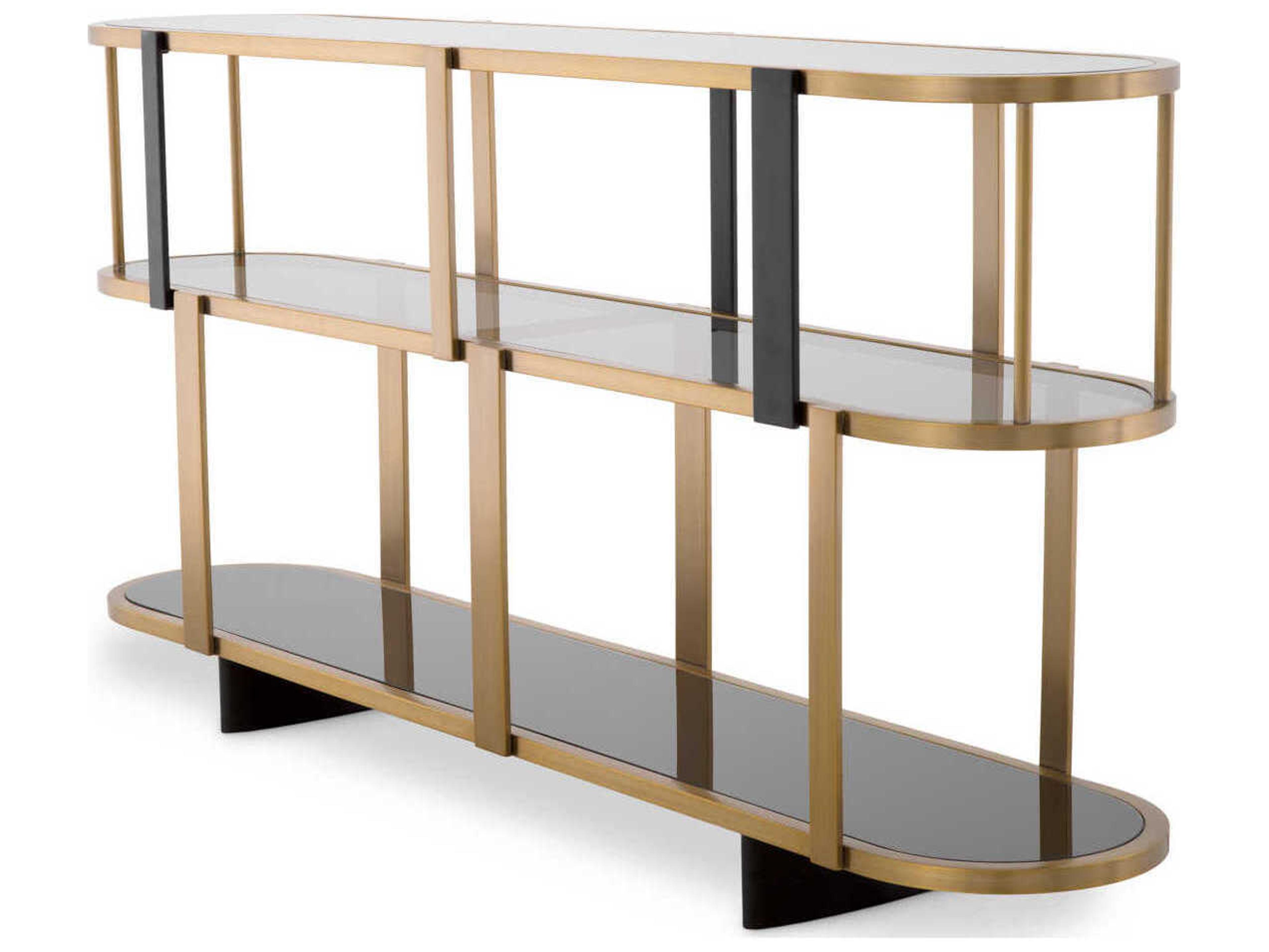 Eichholtz Clio Round Low Brushed Brass Cabinet