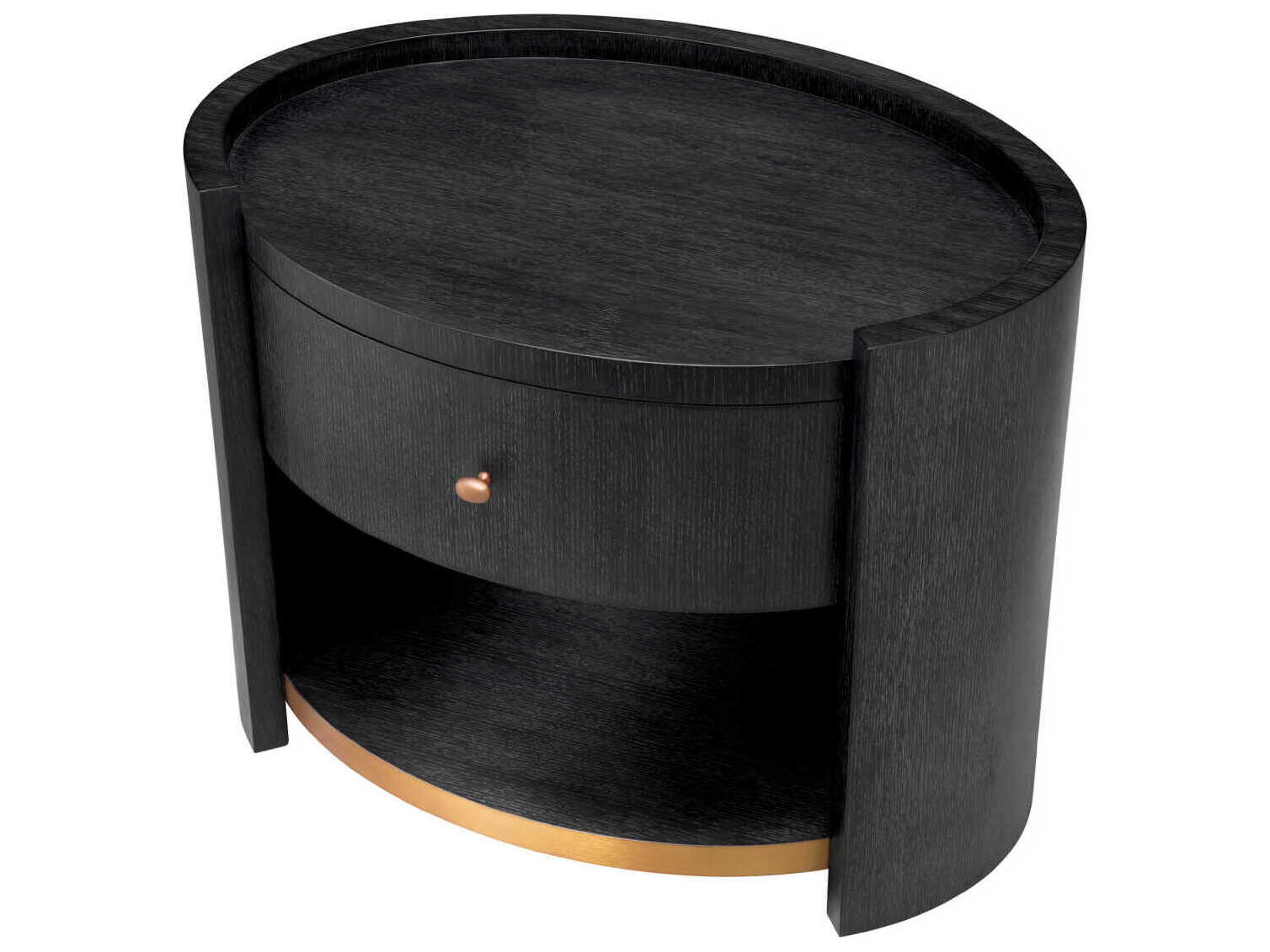 Eichholtz Rosemberg Charcoal Grey Oak Veneer Nightstand