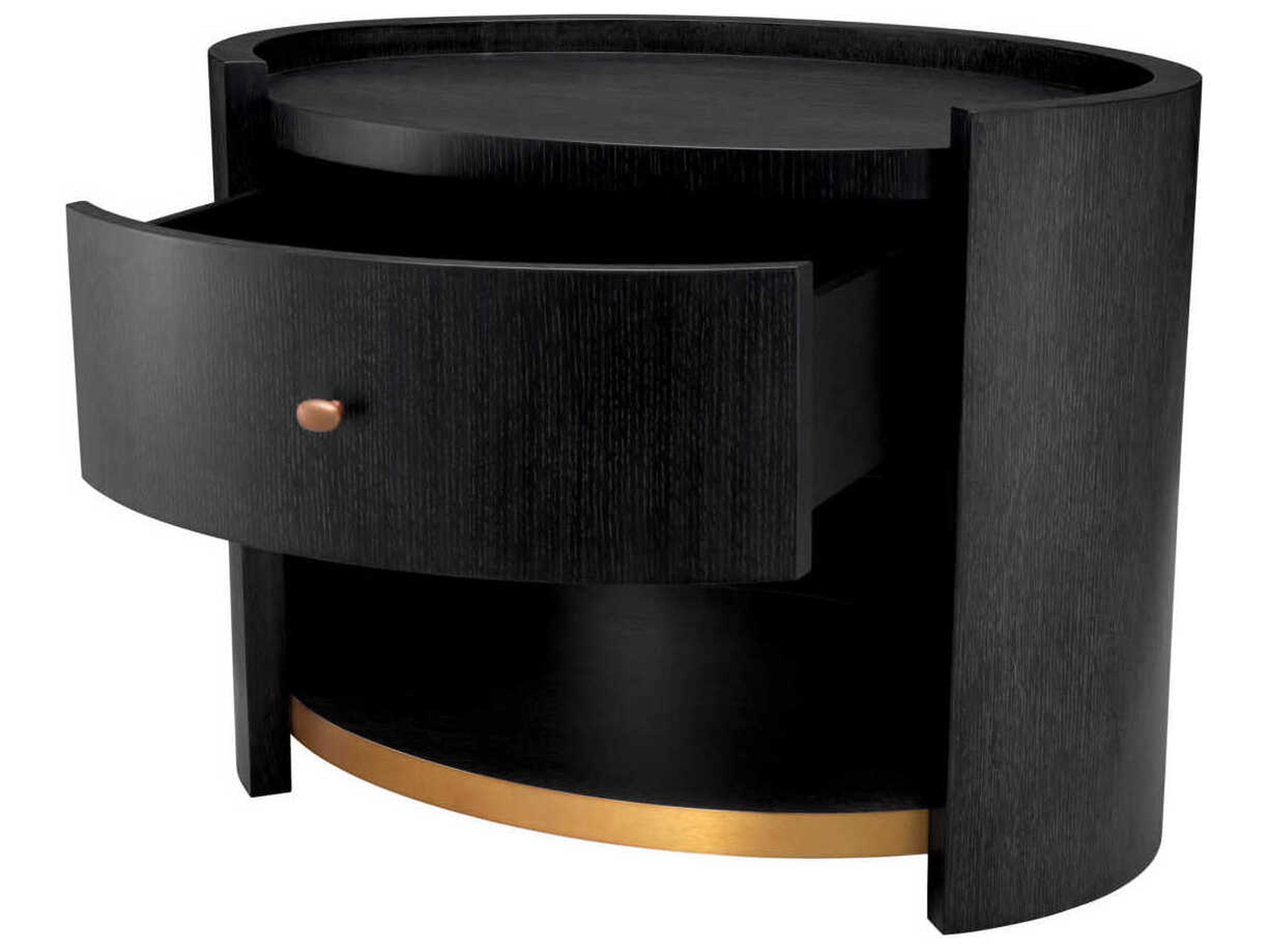 Eichholtz Rosemberg Charcoal Grey Oak Veneer Nightstand