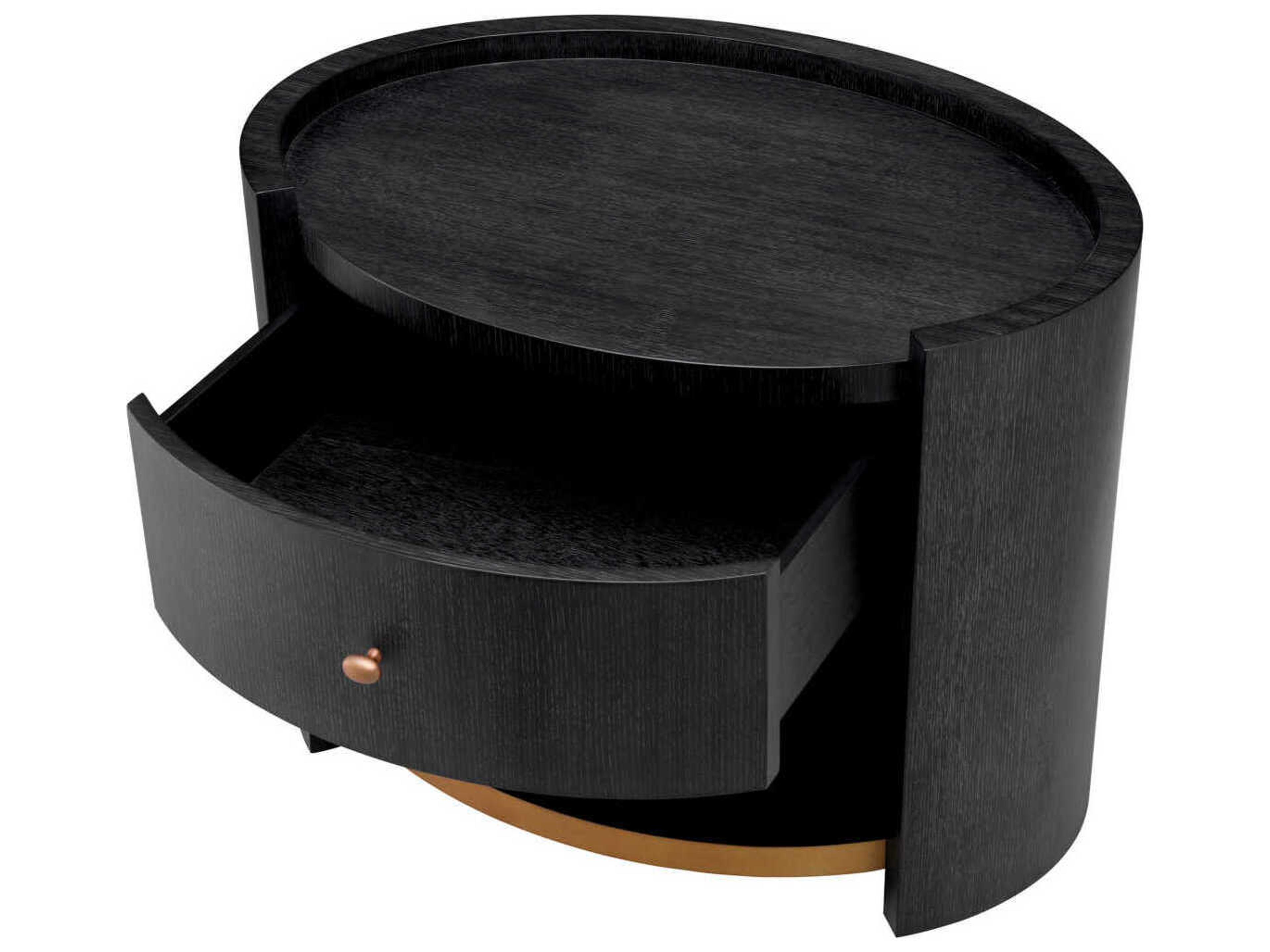 Eichholtz Rosemberg Charcoal Grey Oak Veneer Nightstand