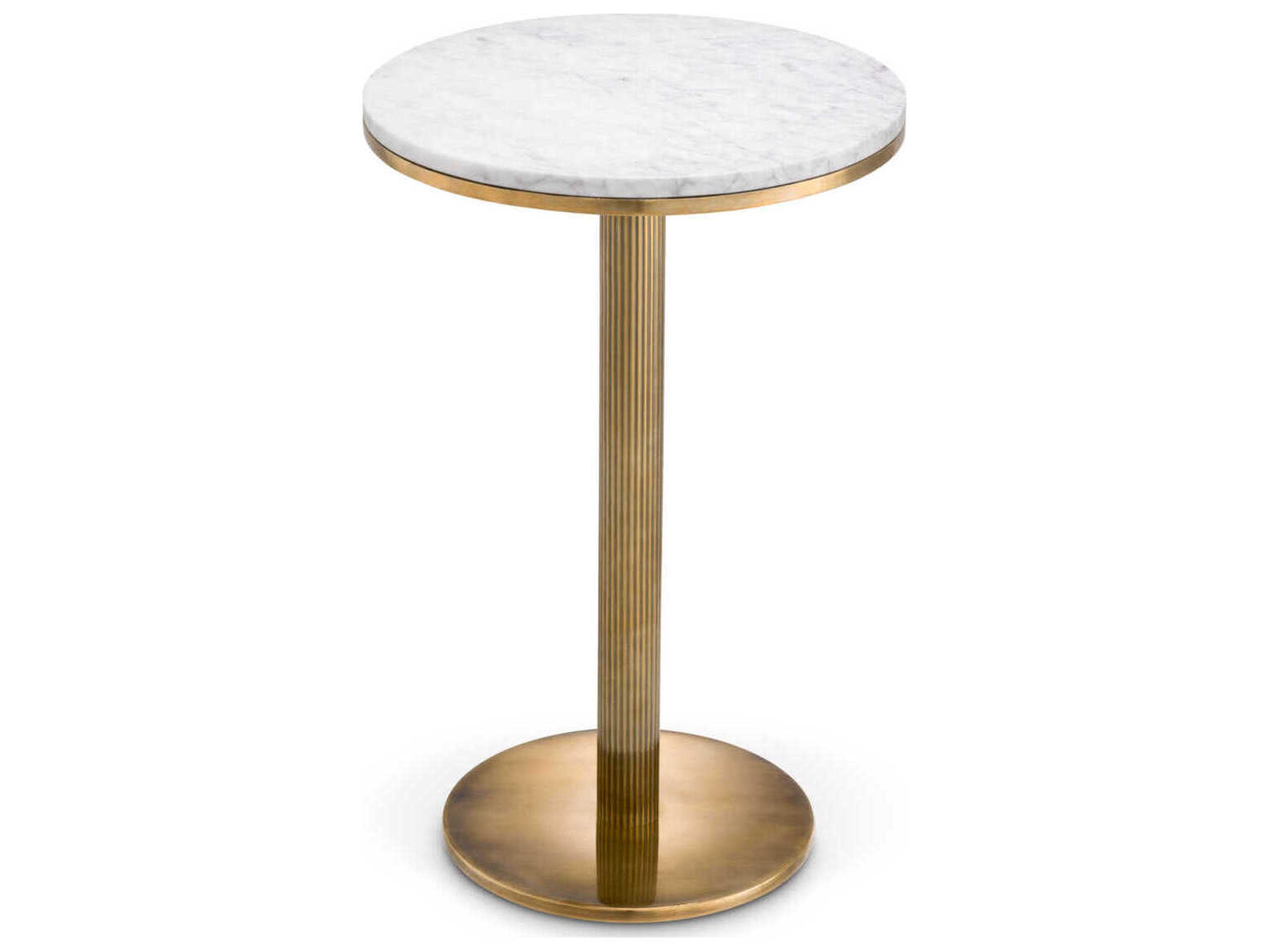 Tavolara Side Table Vintage Brass and White Marble