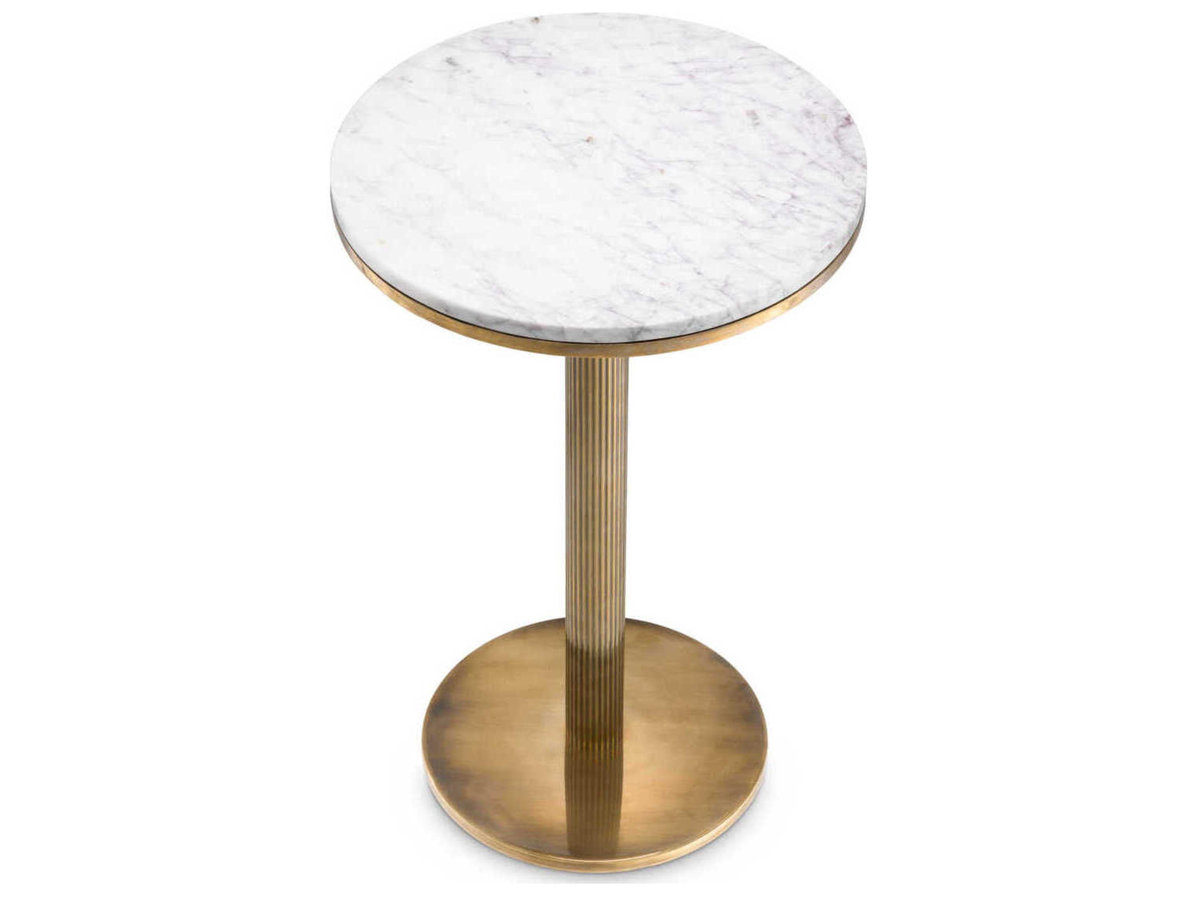 Eichholtz Tavolara Vintage Brass White Marble Side Table