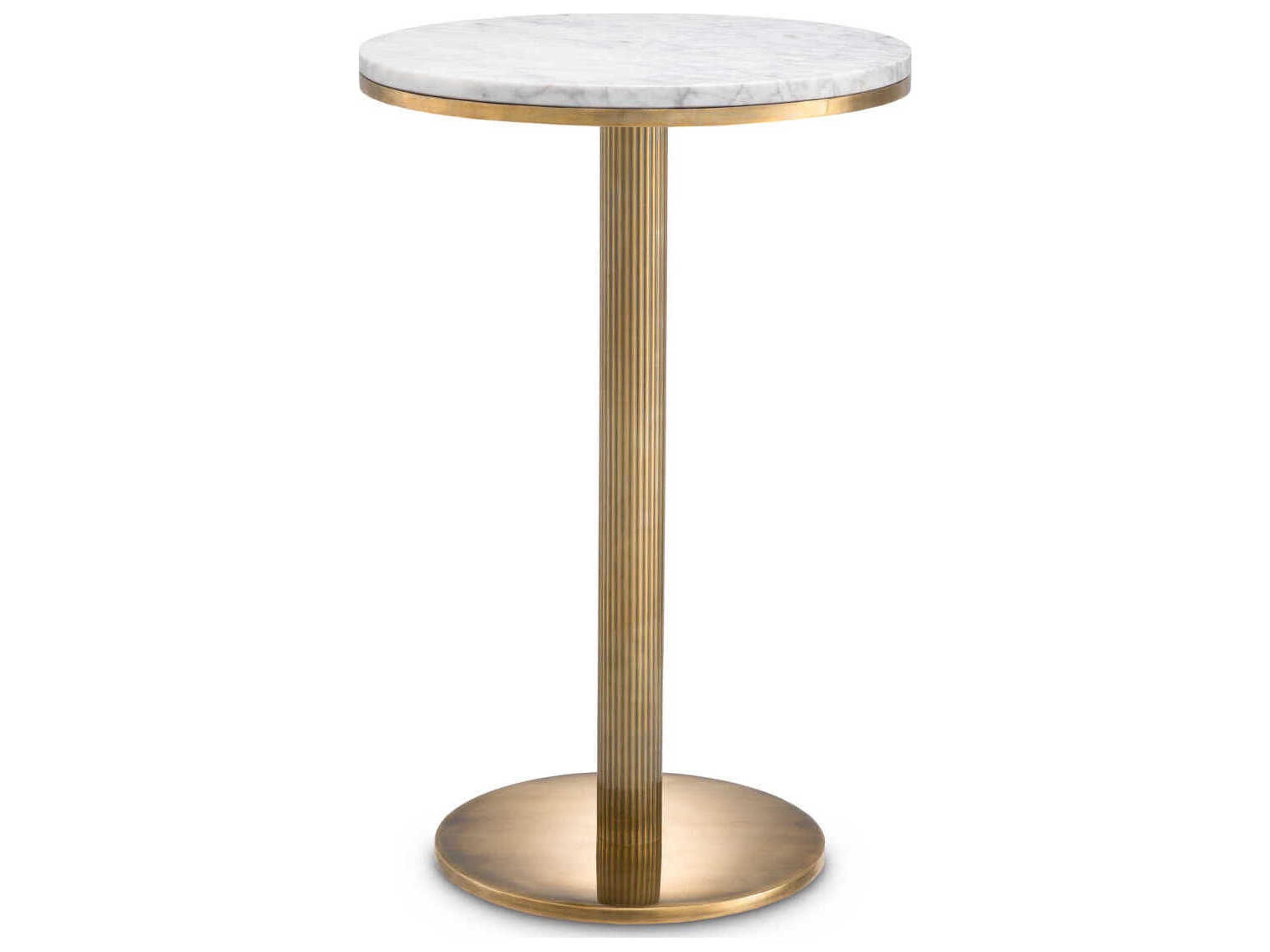 Eichholtz Tavolara Vintage Brass White Marble Side Table