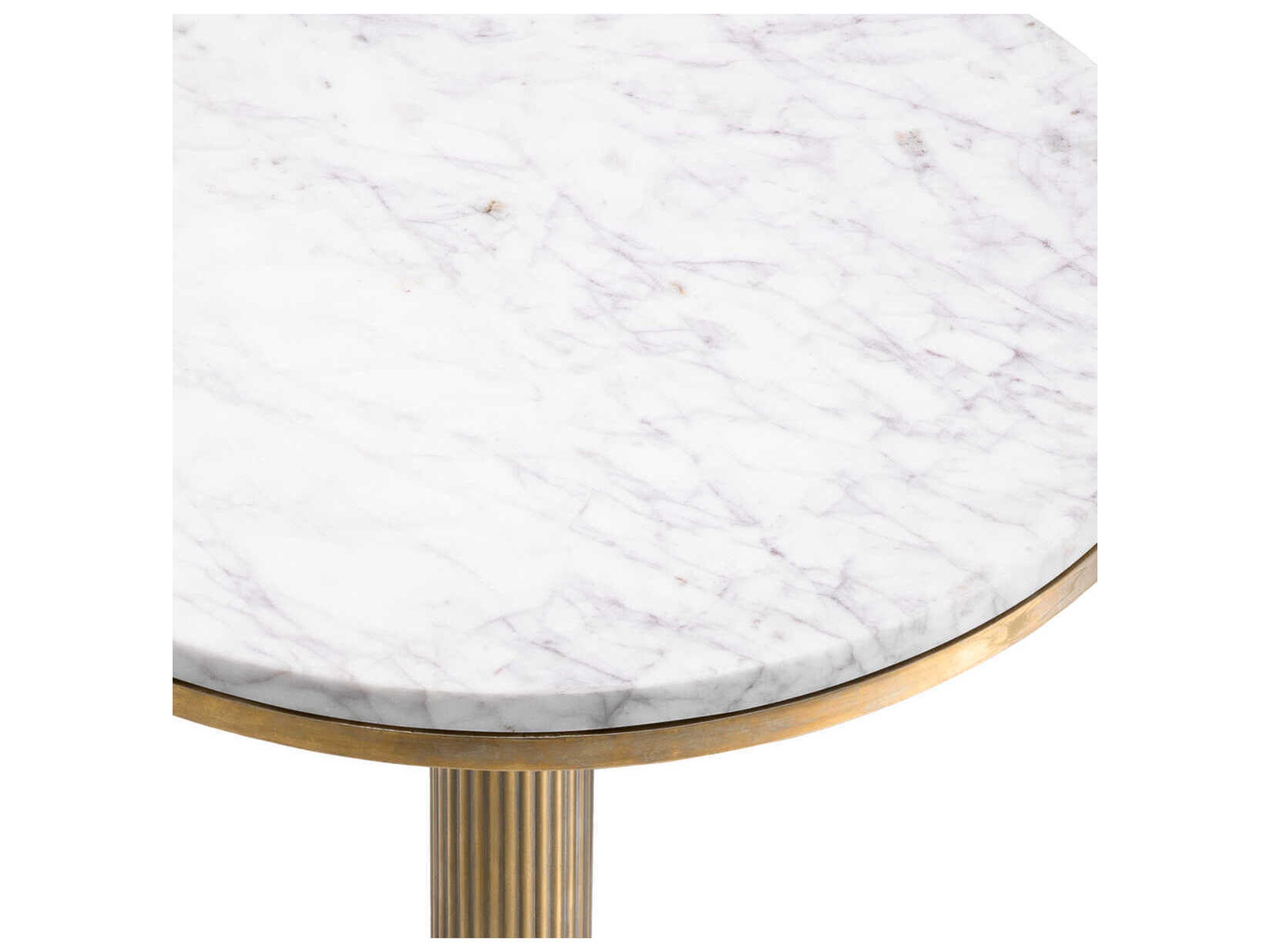Eichholtz Tavolara Vintage Brass White Marble Side Table