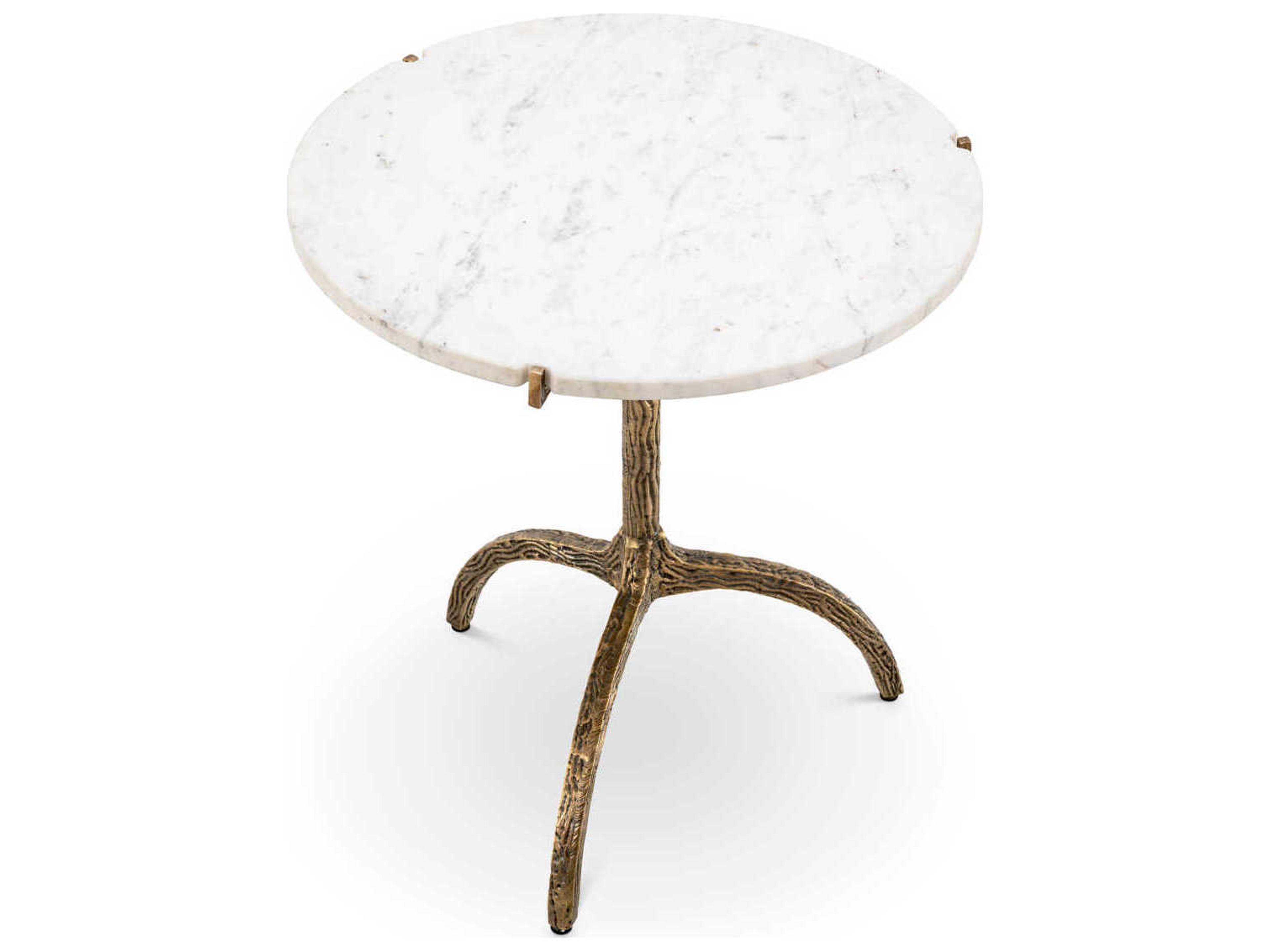 Eichholtz Cortina Vintage Brass White Marble Low Dining Table