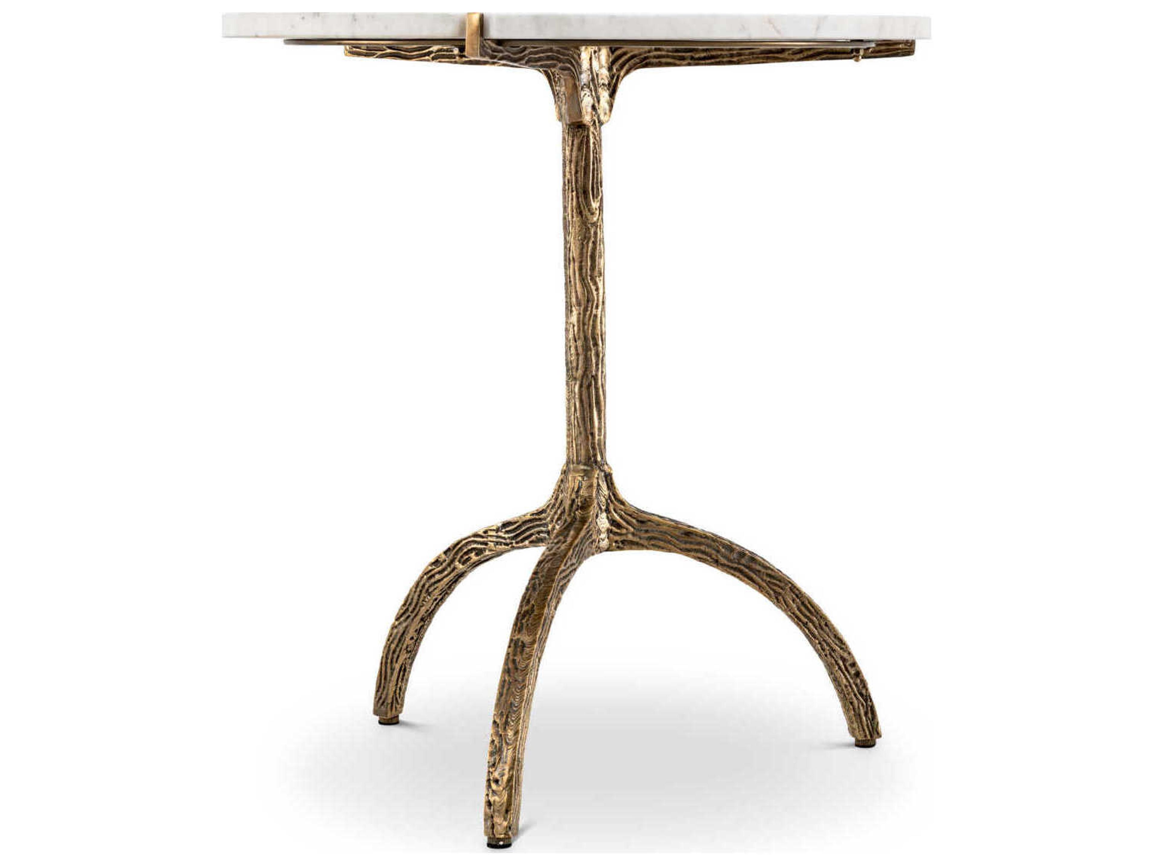 Eichholtz Cortina Vintage Brass White Marble Low Dining Table