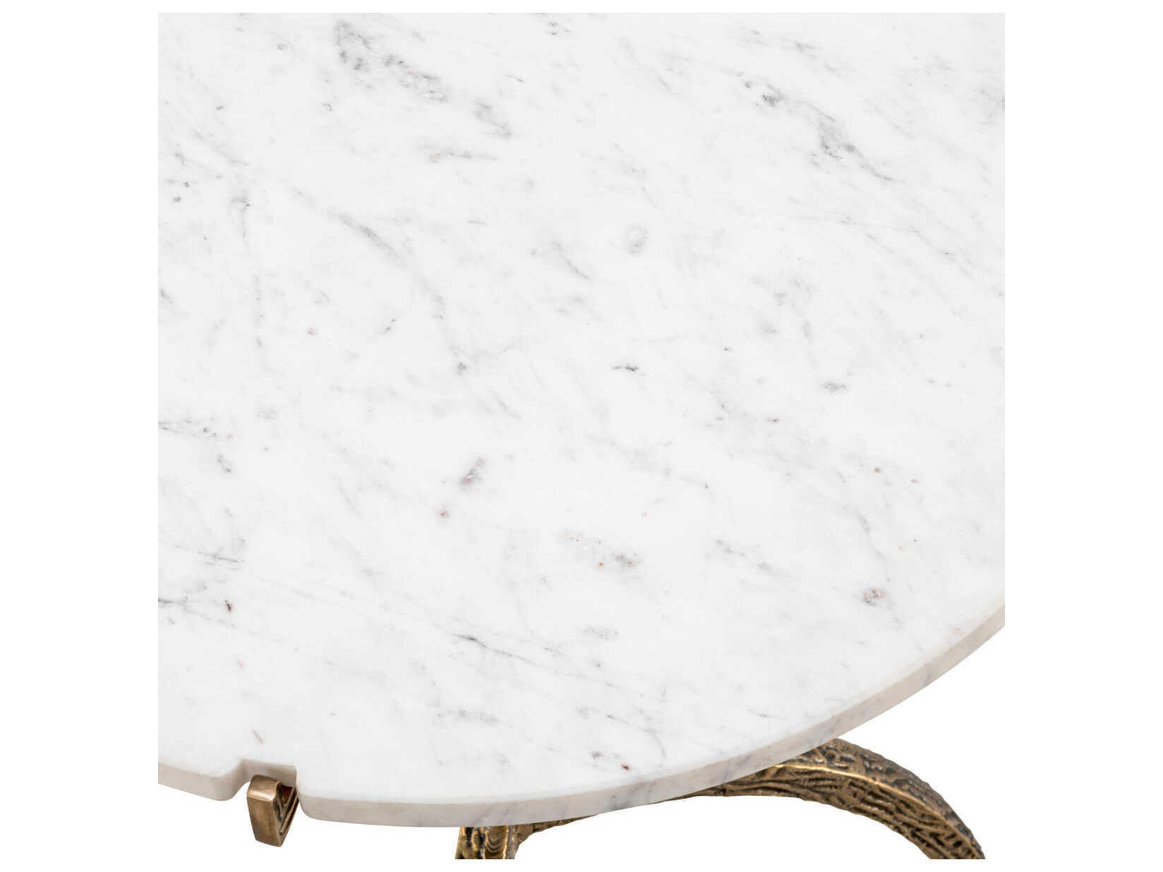 Eichholtz Cortina Vintage Brass White Marble Low Dining Table