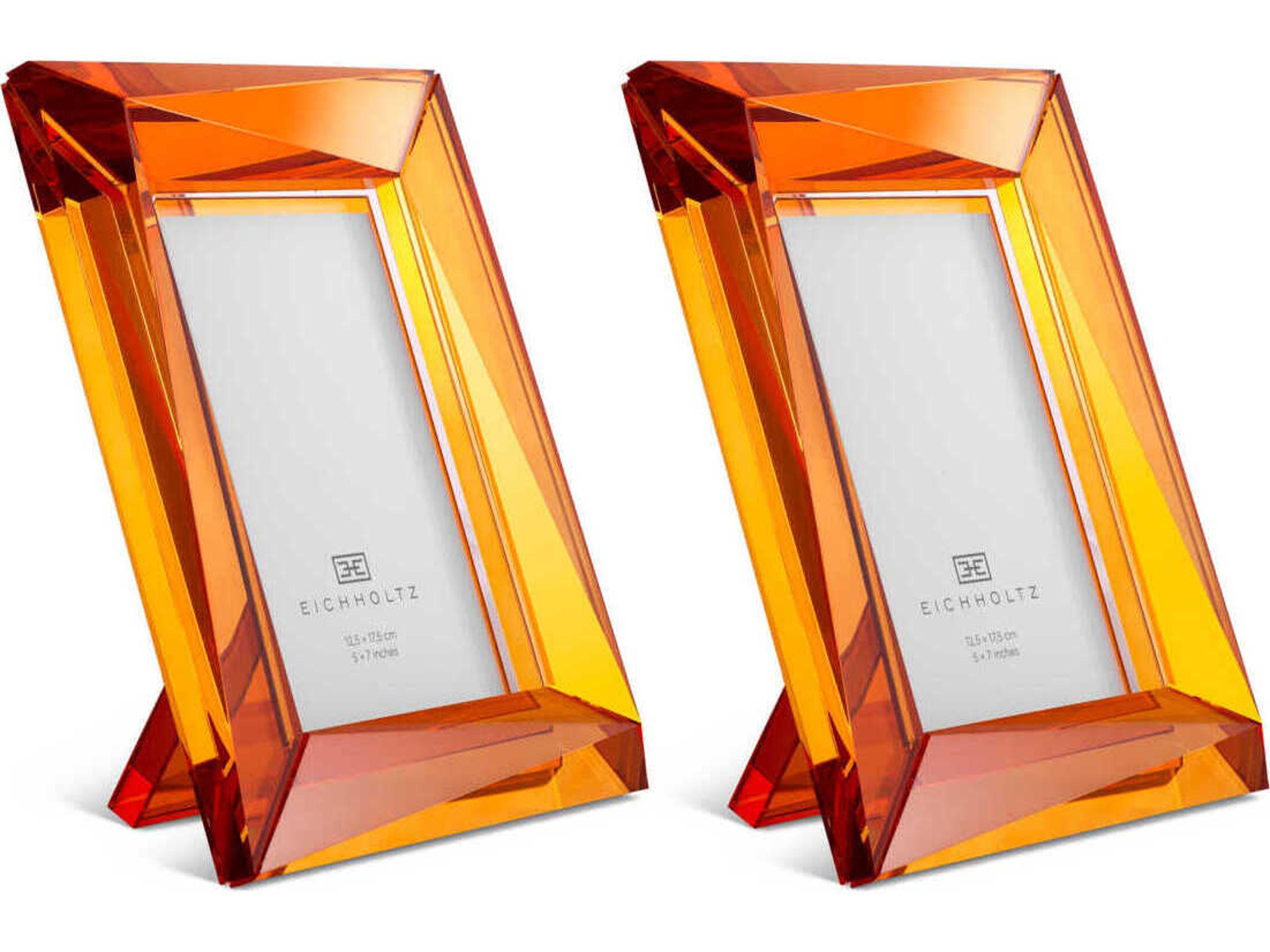 Obliquity L Crystal Orange Glass Set of 2 Picture Frame