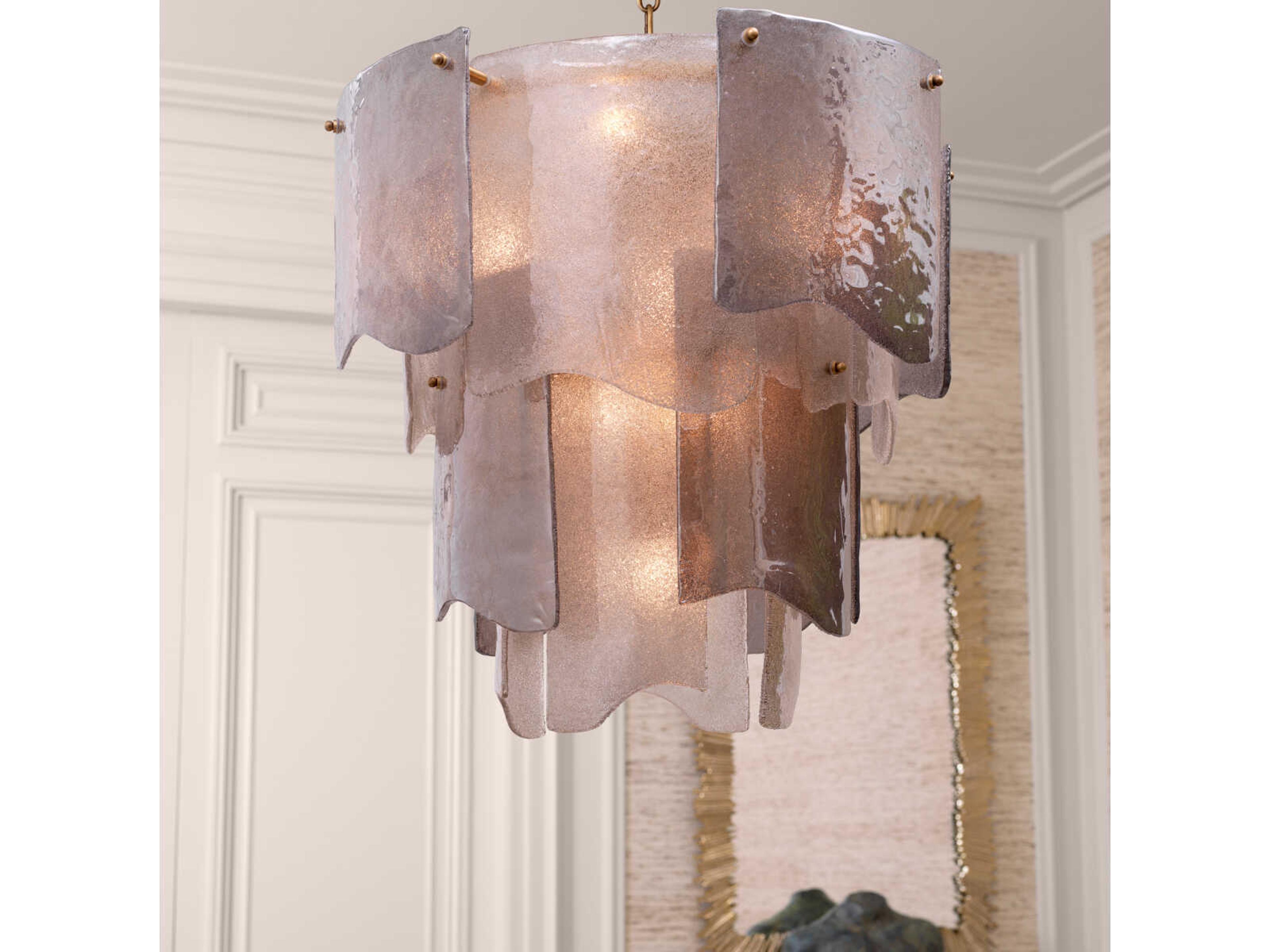 Eichholtz Asinara S Antique Brass Smoke Glass Chandelier