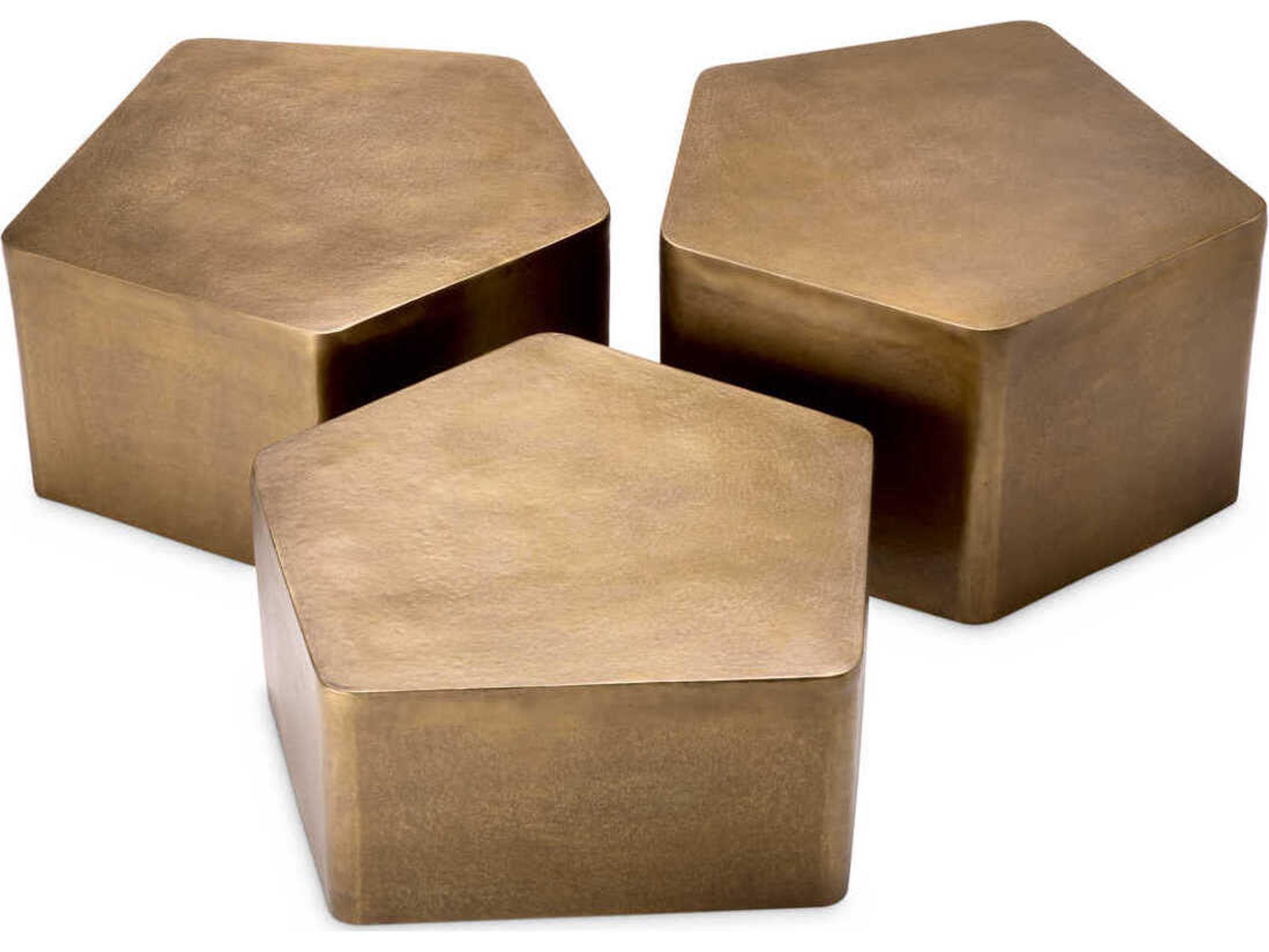 Eichholtz Veenazza Vintage Brass Set of 3 Coffee Table