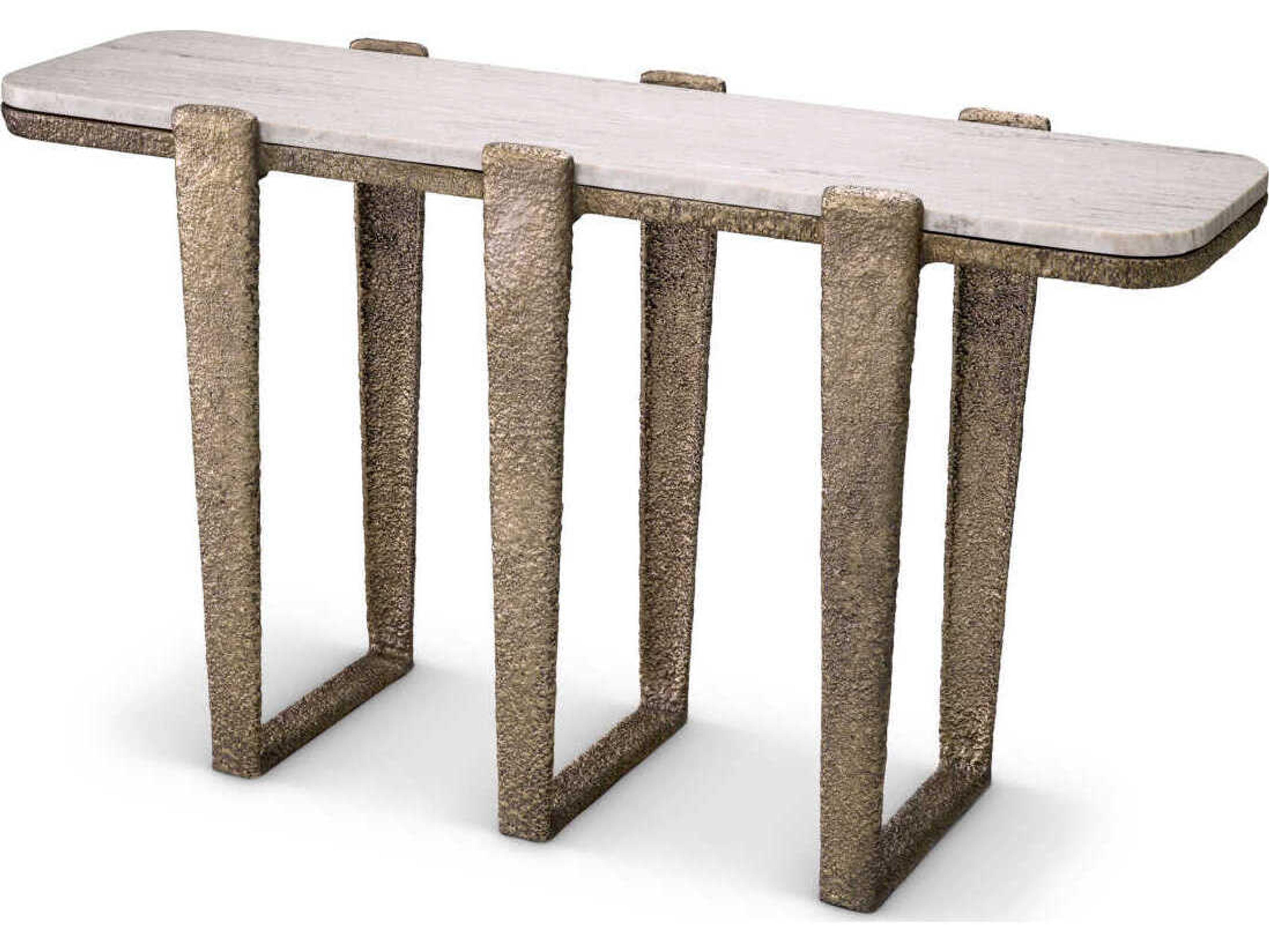 Orinda Console Table Antique Brass with Beige Marble Top