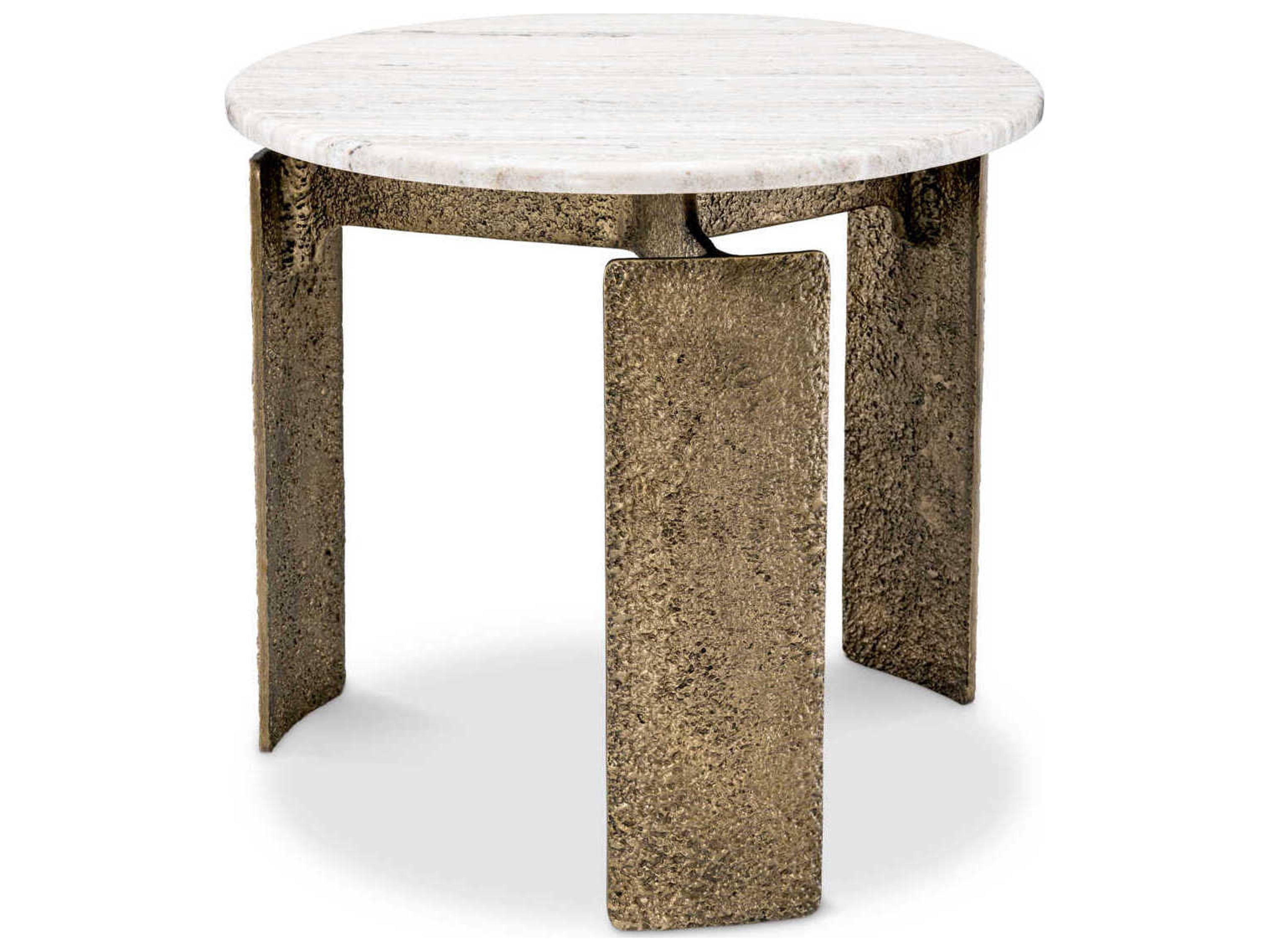 Bodega Round Side Table with Marble Top