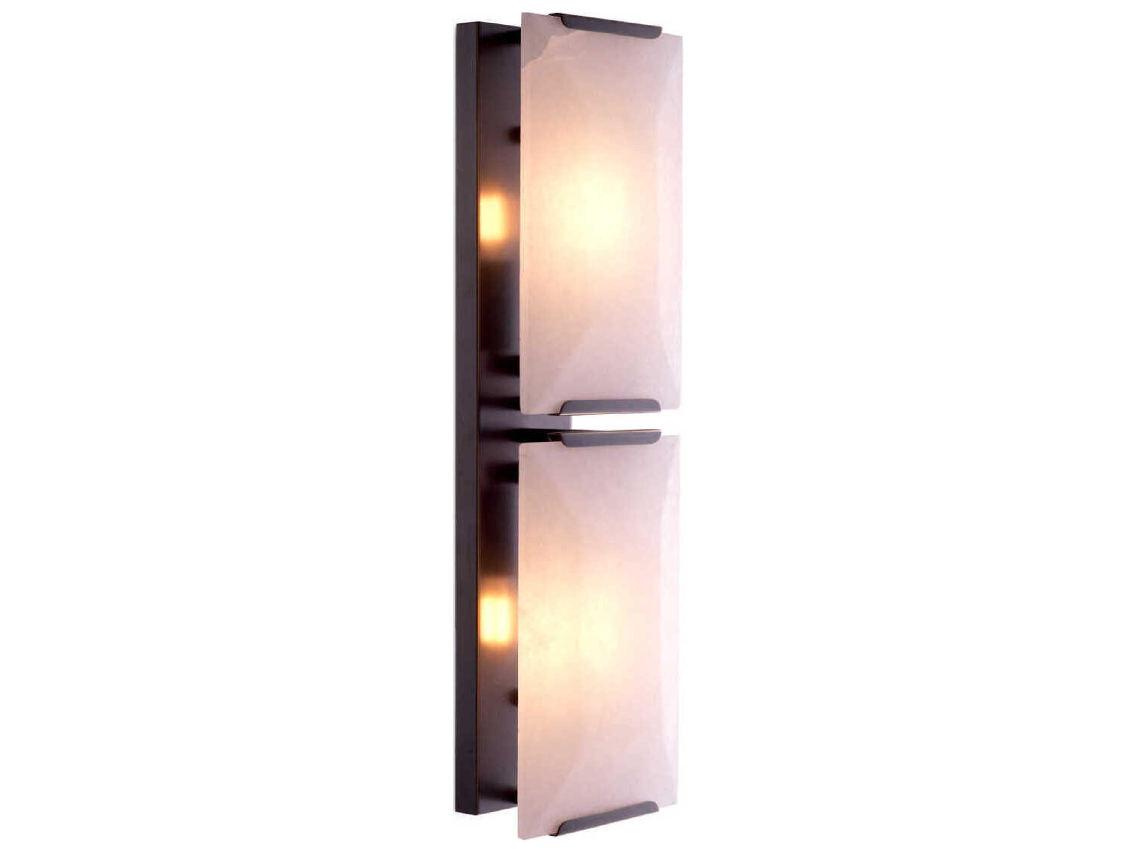Ortiz Wall Lamp Bronze Highlight and Alabaster Modern Sconce
