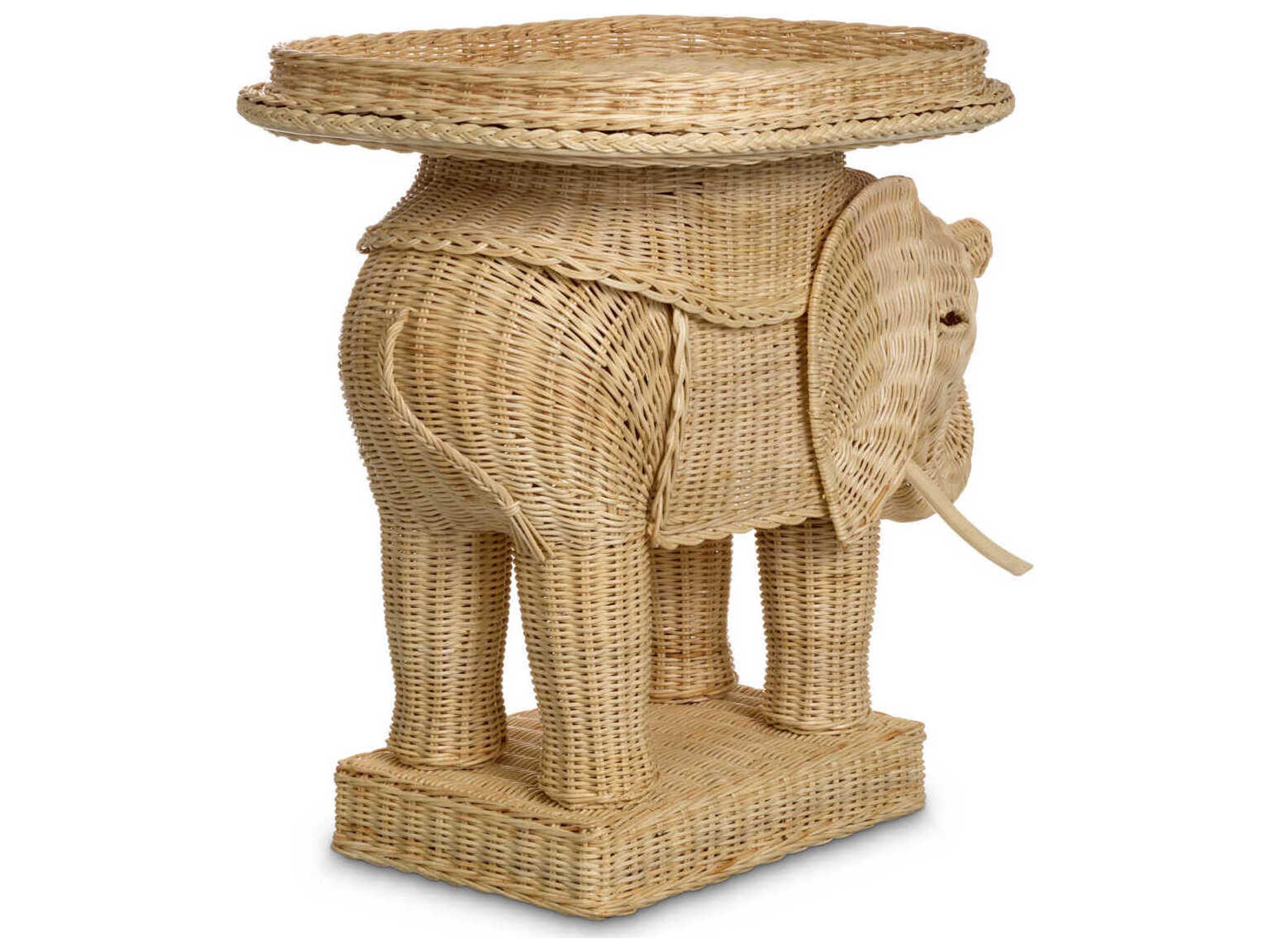 Eichholtz Elephant Natural Rattan Side Table