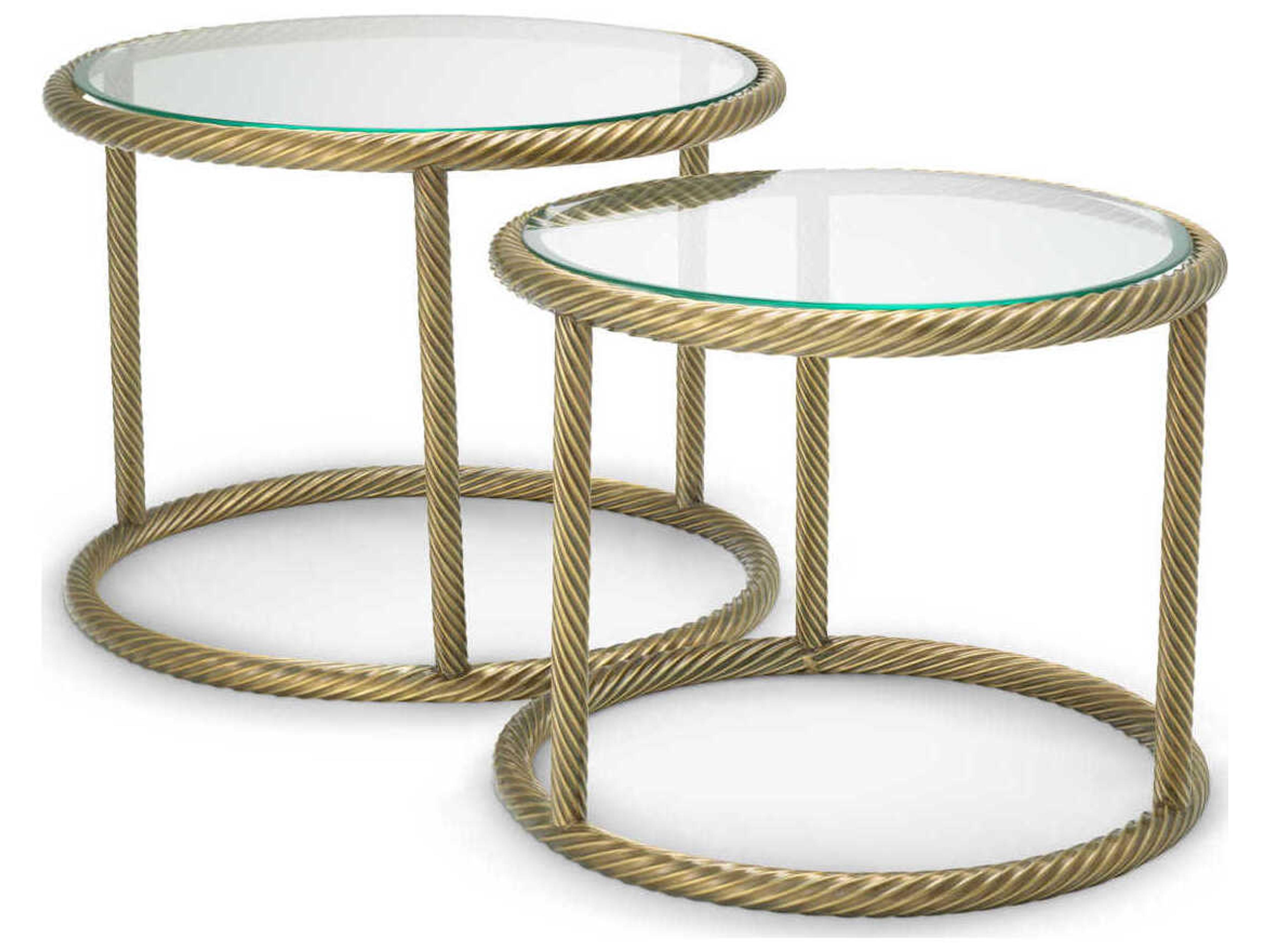 Addison Vintage Brass Set of 2 Side Table