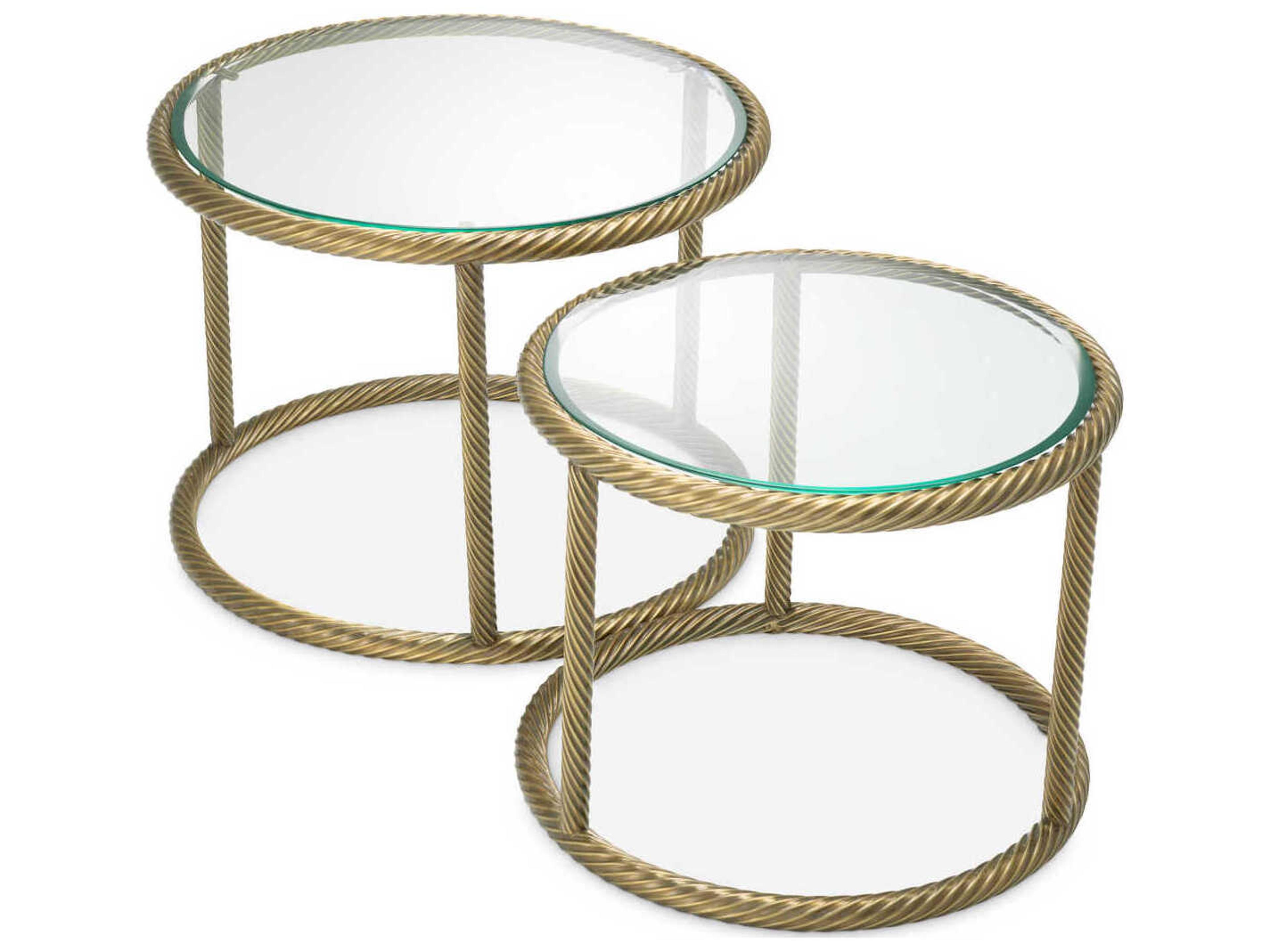 Eichholtz Addison Vintage Brass Set of 2 Side Table