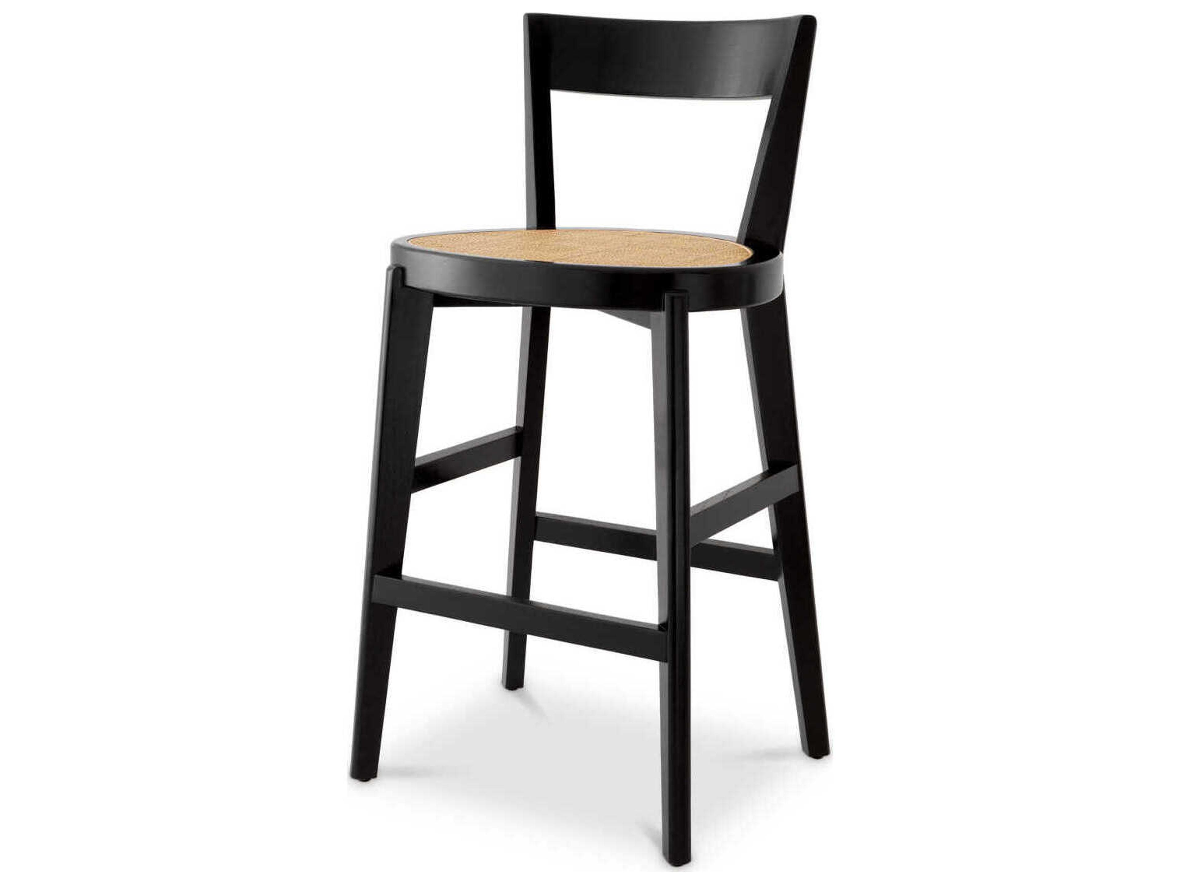 Alvear Bar Stool Classic Black Rattan Cane