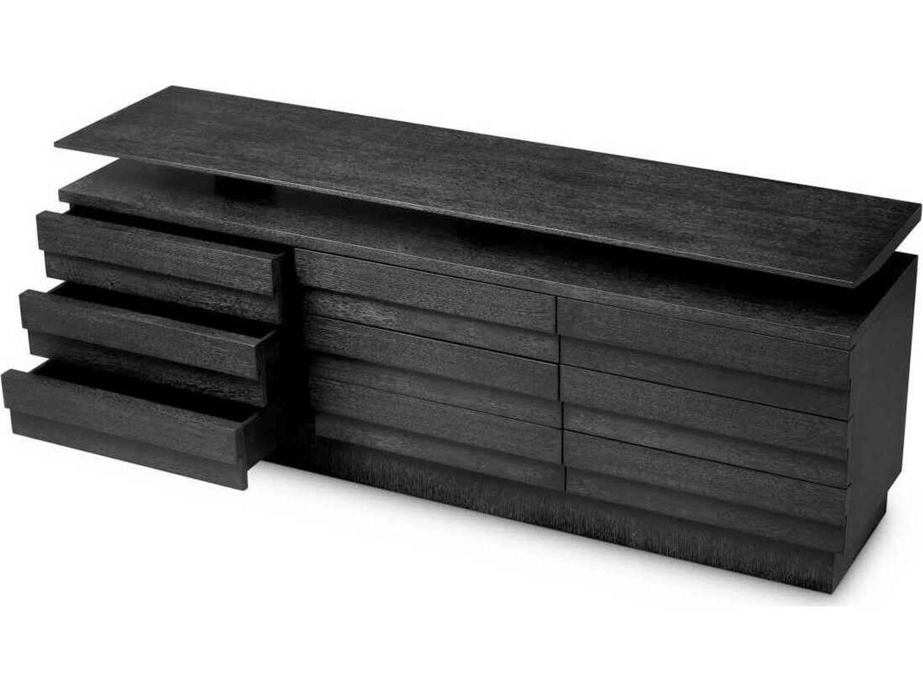 Eichholtz Dresser Quintino Charcoal Grey Oak Veneer Drawer