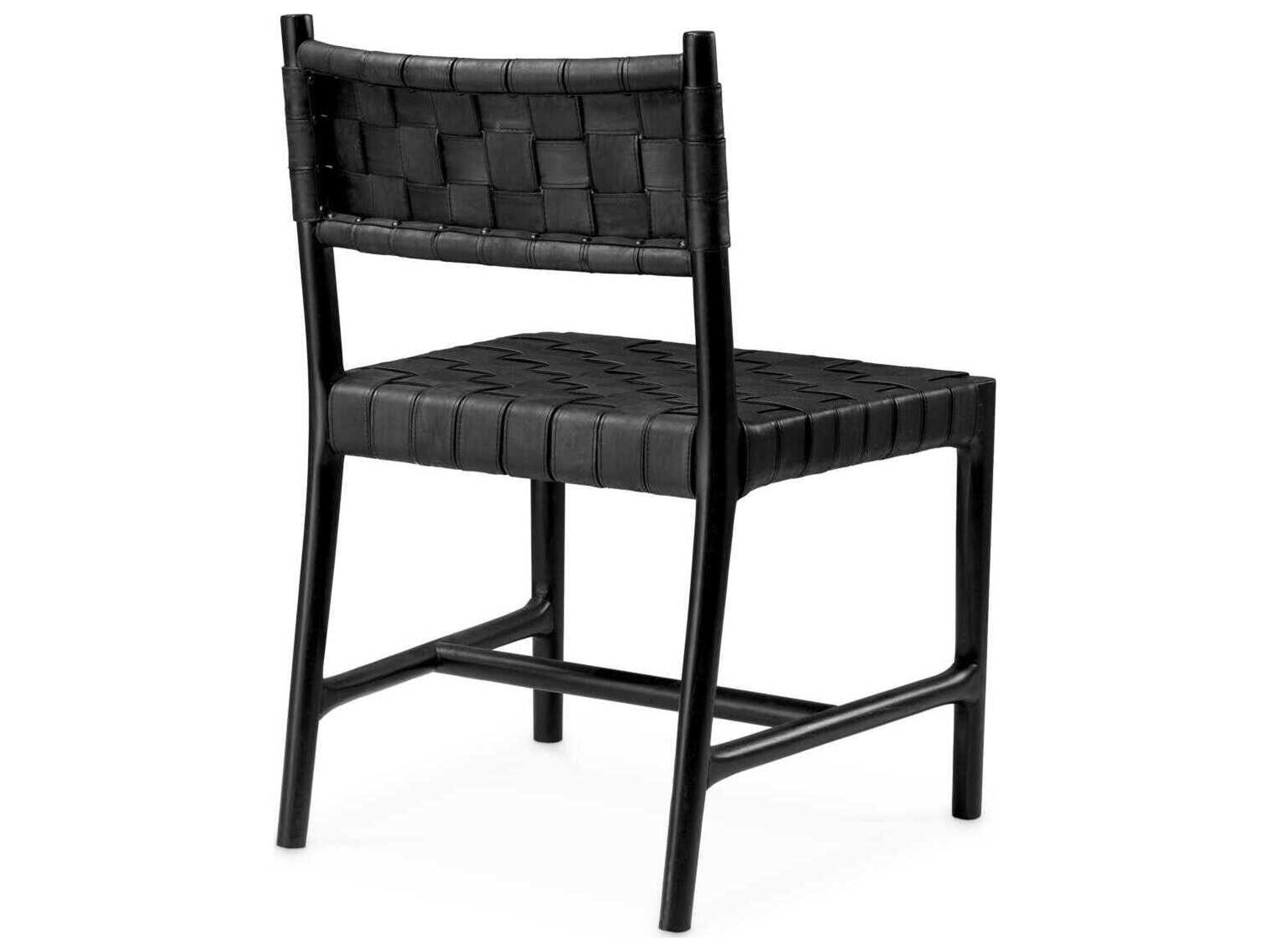 Eichholtz Tiberio Black Leather Classic Black Dining Chair