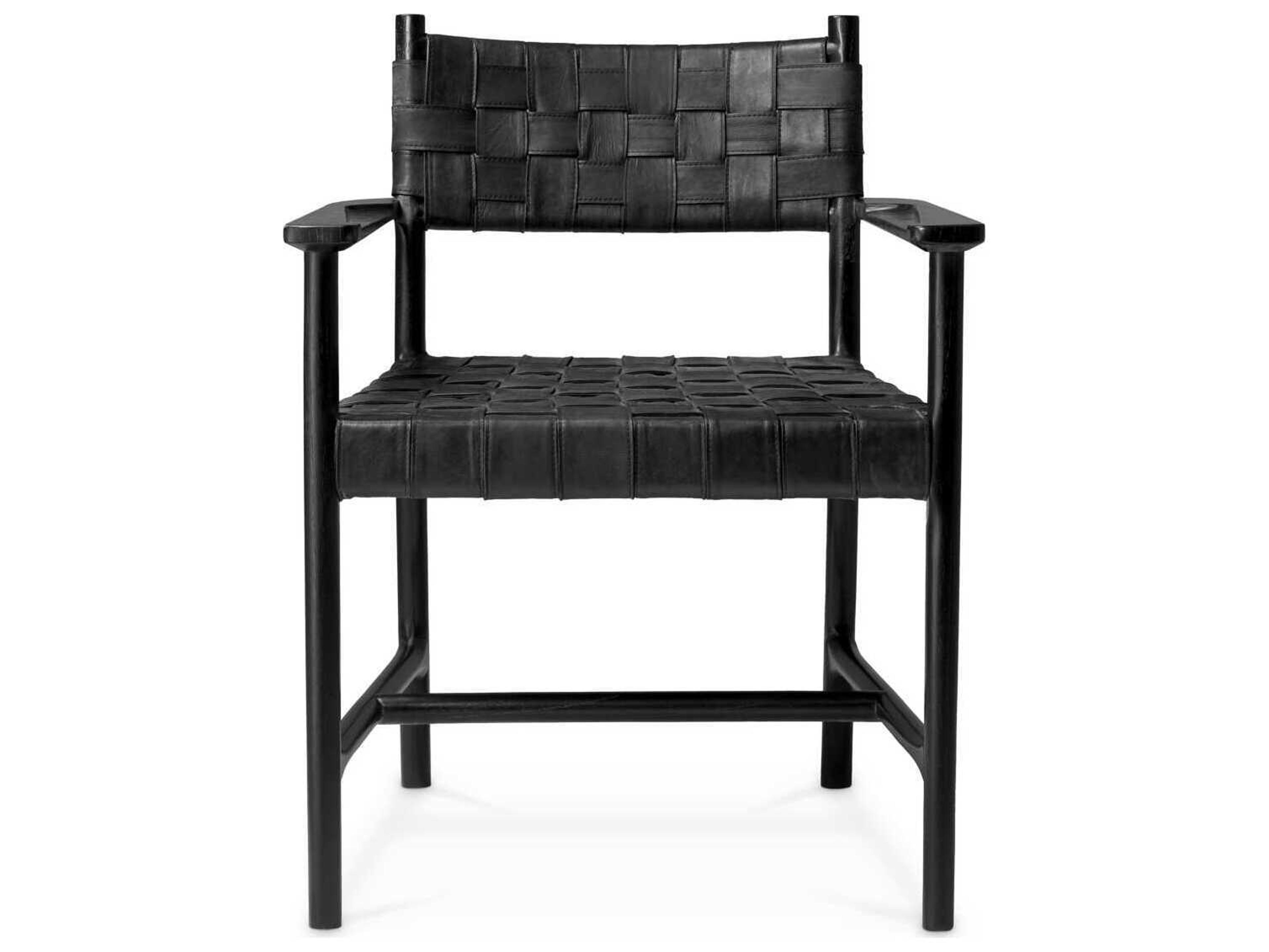 Eichholtz Tiberio With Arm Black Leather Classic Black Dining Chair
