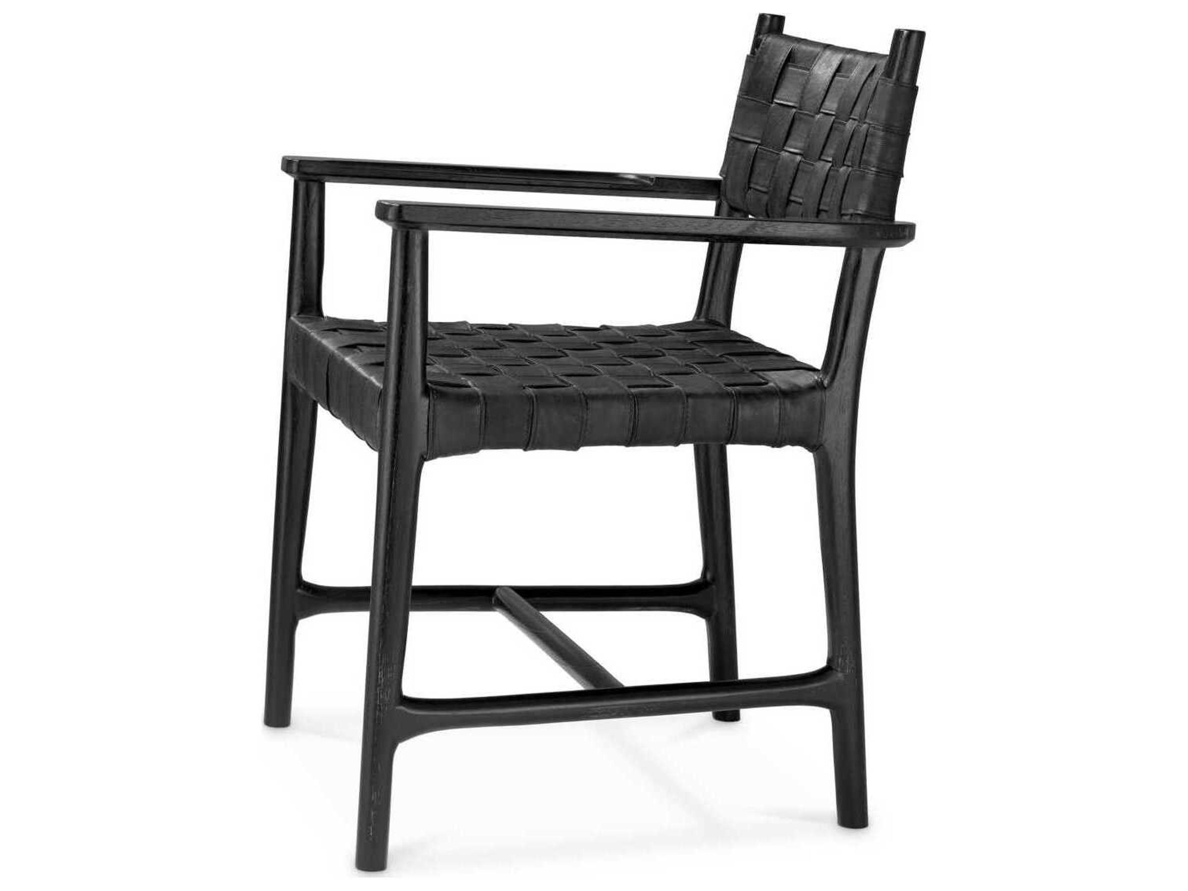 Eichholtz Tiberio With Arm Black Leather Classic Black Dining Chair