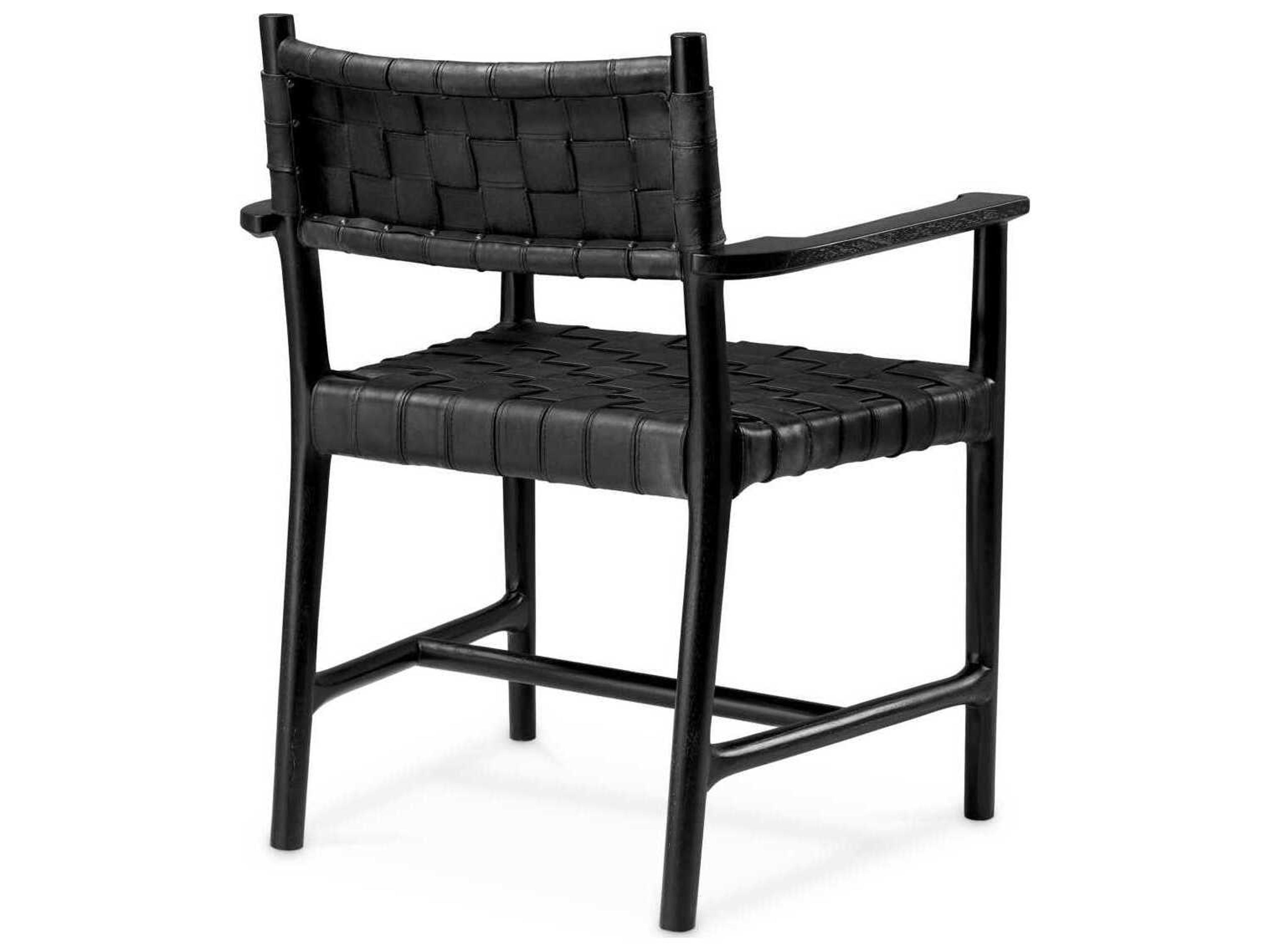 Eichholtz Tiberio With Arm Black Leather Classic Black Dining Chair