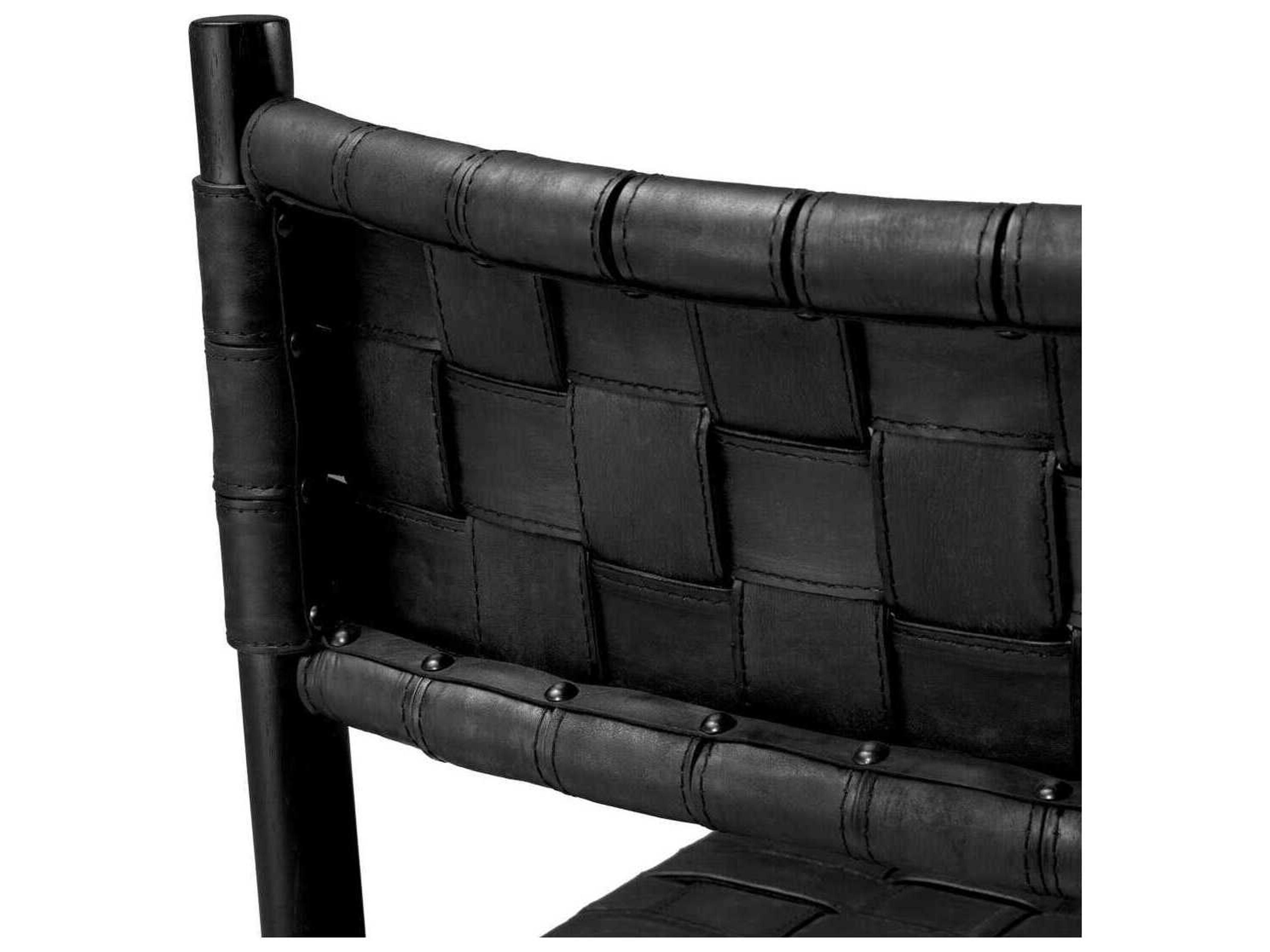 Eichholtz Tiberio With Arm Black Leather Classic Black Dining Chair