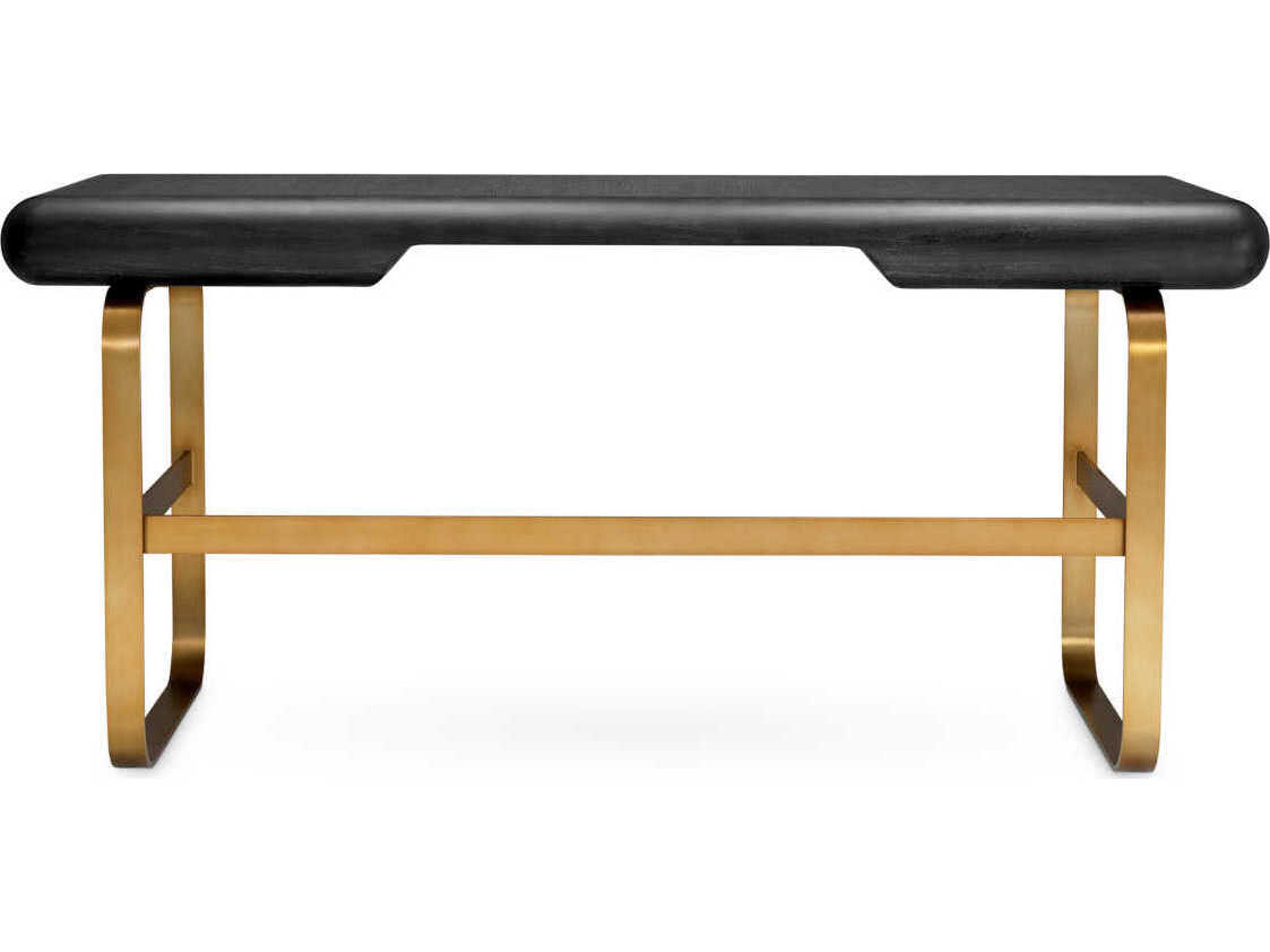 Eichholtz Nathaniel Charcoal Grey Oak Veneer Brushed Brass Desk