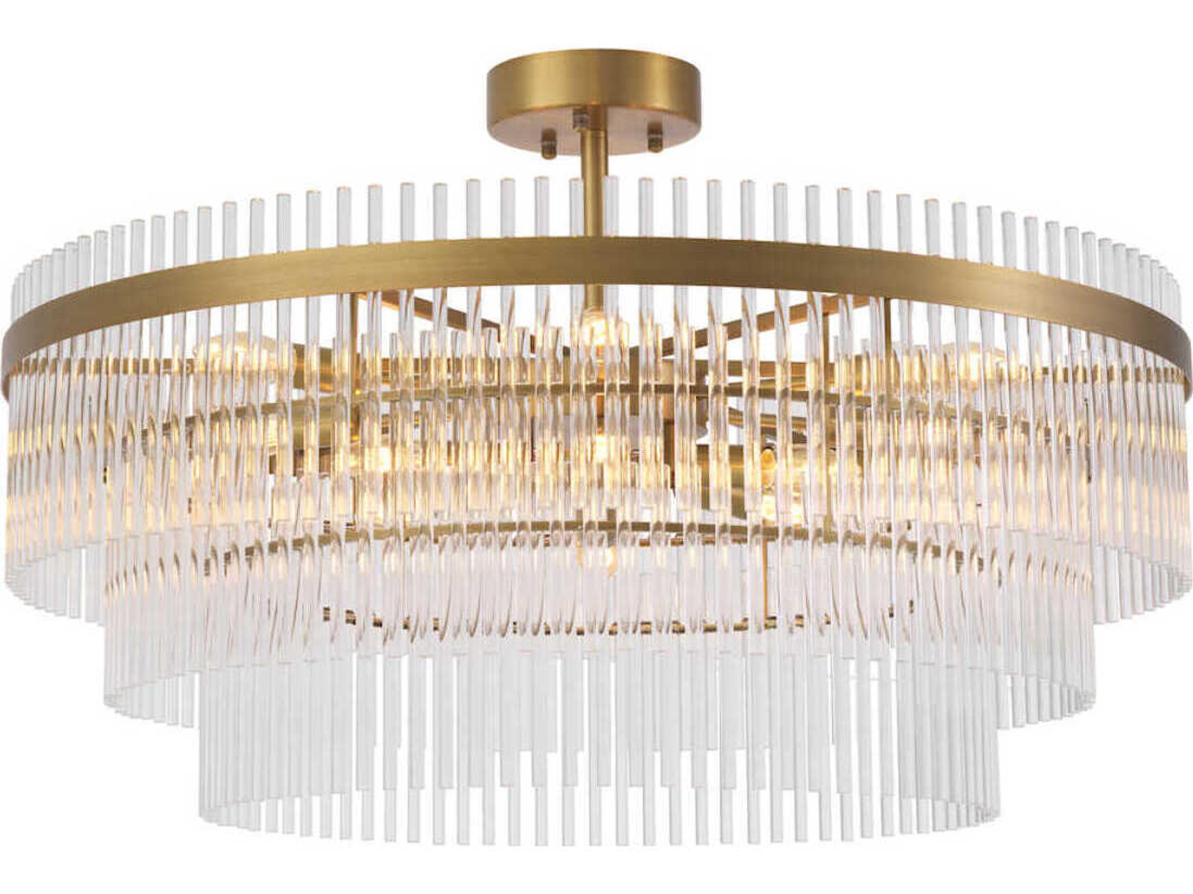 East Ceiling Lamp in Antique Brass and Clear Glass